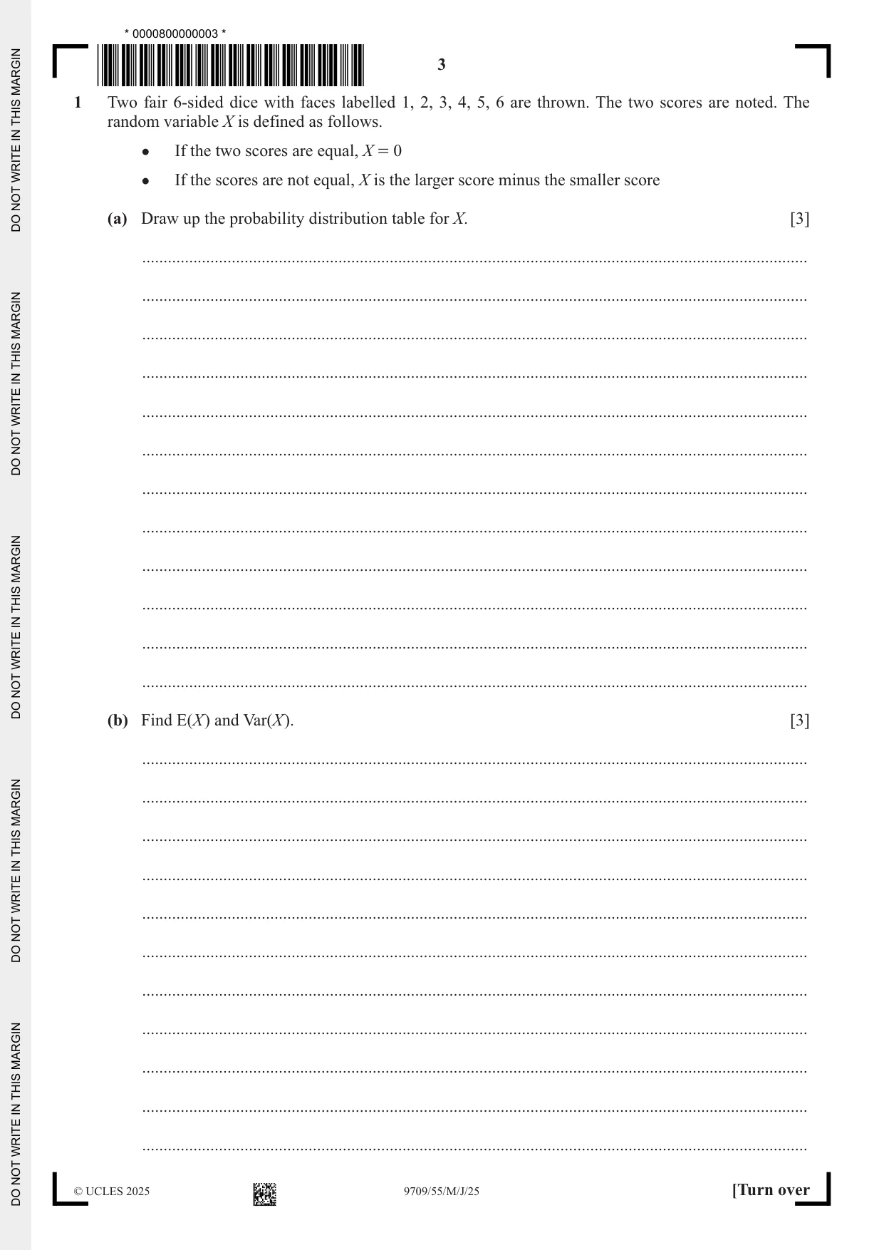 Cambridge A Level Mathematics 9709 2025 May/June Paper 5 · Variant 5 question paper, page 3 of 12
