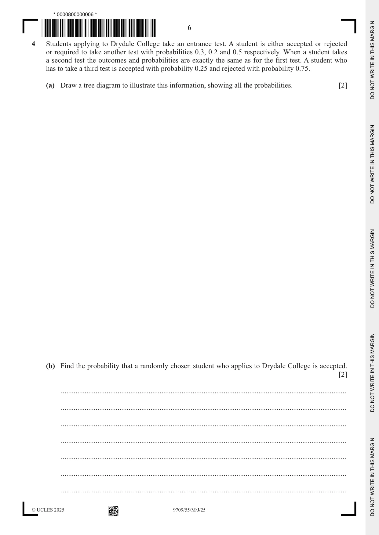 Cambridge A Level Mathematics 9709 2025 May/June Paper 5 · Variant 5 question paper, page 6 of 12
