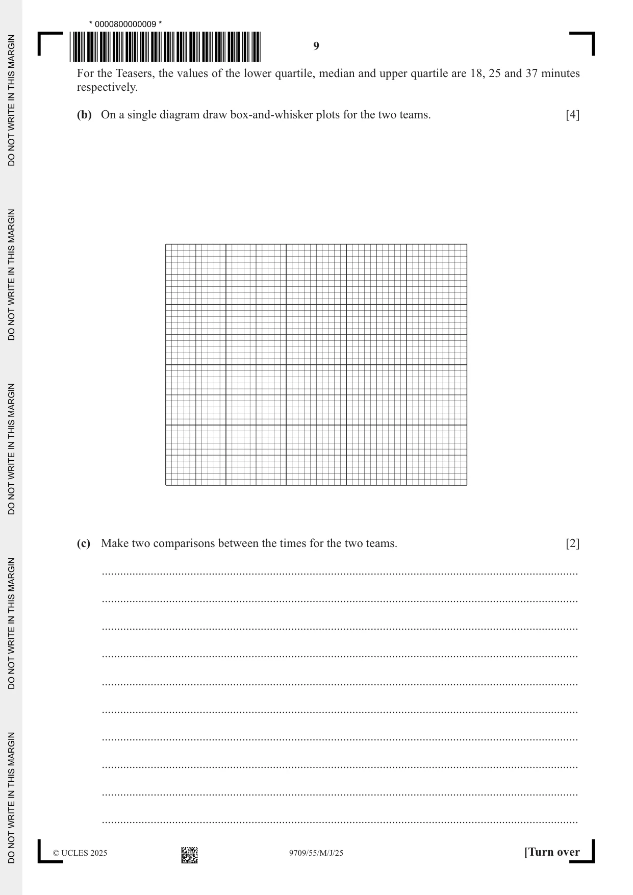 Cambridge A Level Mathematics 9709 2025 May/June Paper 5 · Variant 5 question paper, page 9 of 12