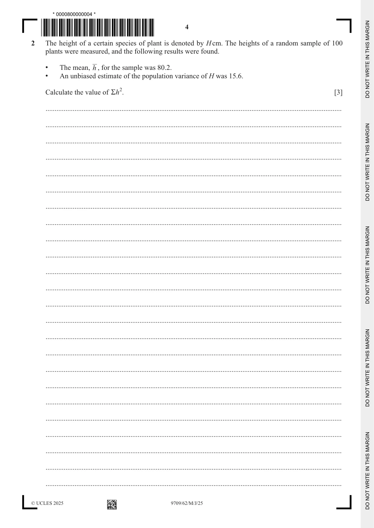Cambridge A Level Mathematics 9709 2025 May/June Paper 6 · Variant 2 question paper, page 4 of 16