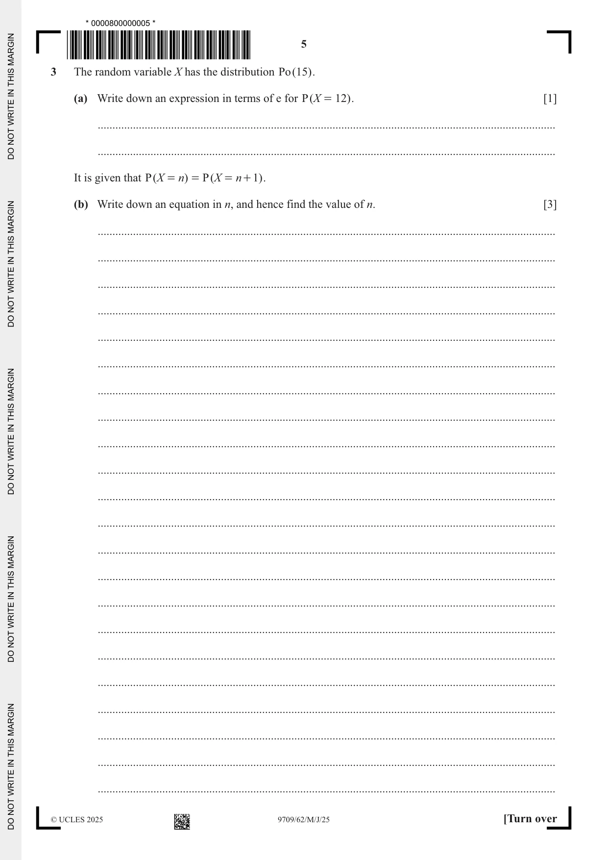 Cambridge A Level Mathematics 9709 2025 May/June Paper 6 · Variant 2 question paper, page 5 of 16