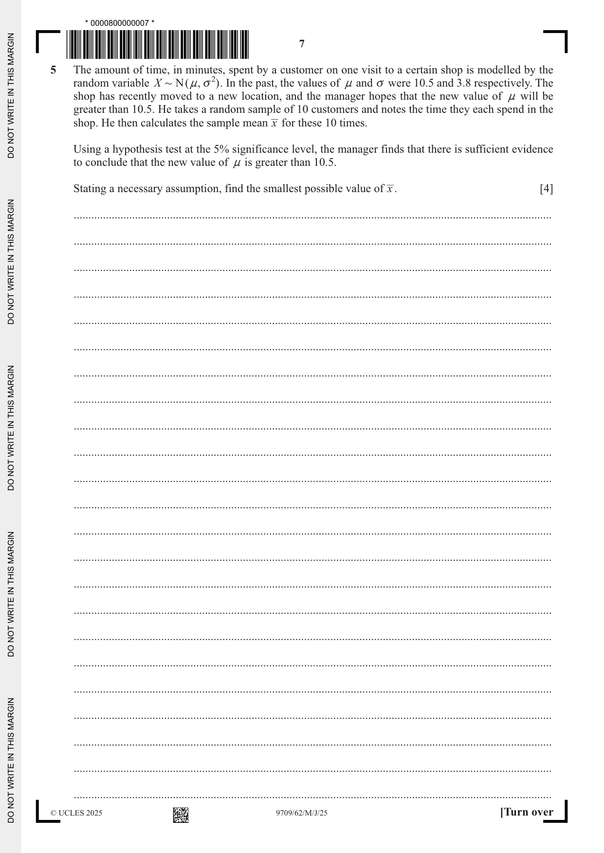 Cambridge A Level Mathematics 9709 2025 May/June Paper 6 · Variant 2 question paper, page 7 of 16