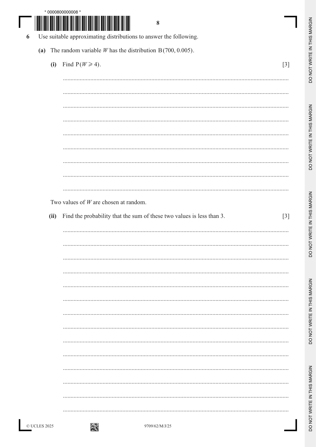 Cambridge A Level Mathematics 9709 2025 May/June Paper 6 · Variant 2 question paper, page 8 of 16
