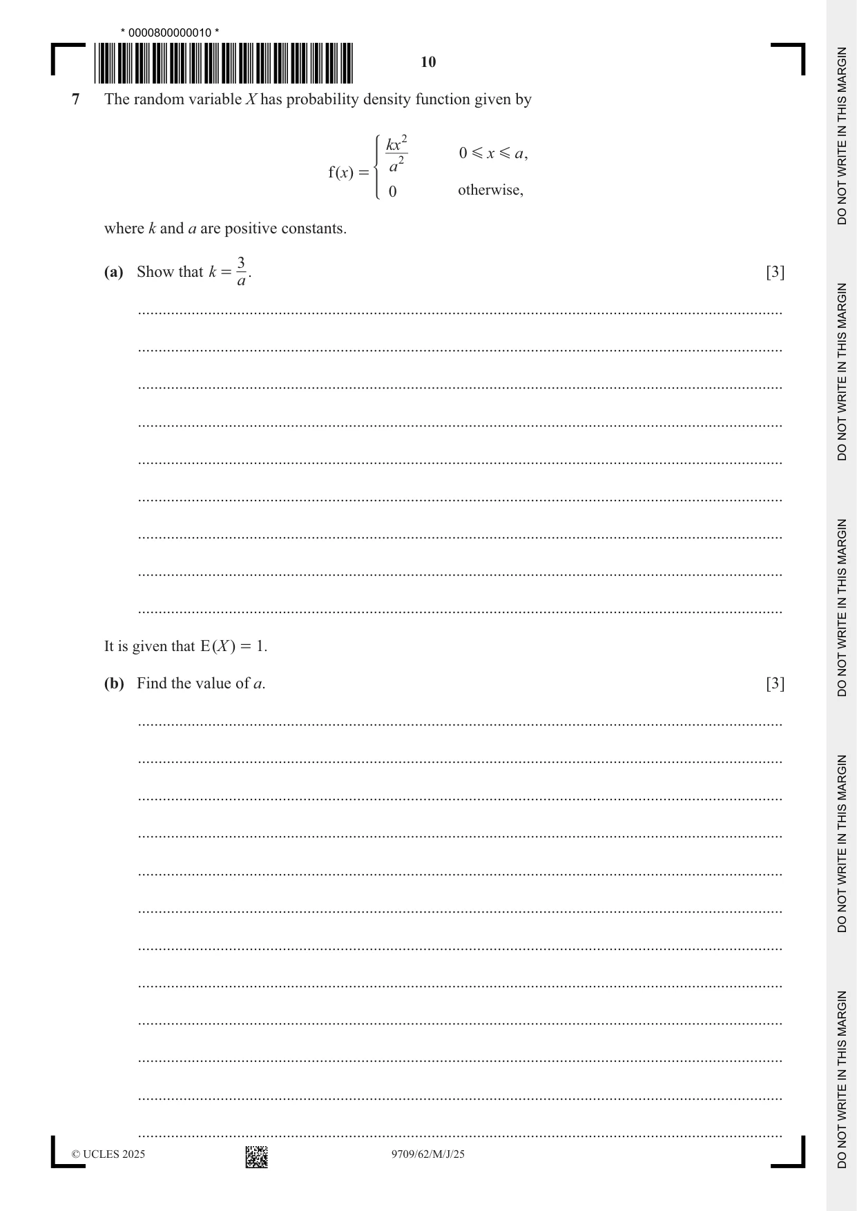 Cambridge A Level Mathematics 9709 2025 May/June Paper 6 · Variant 2 question paper, page 10 of 16