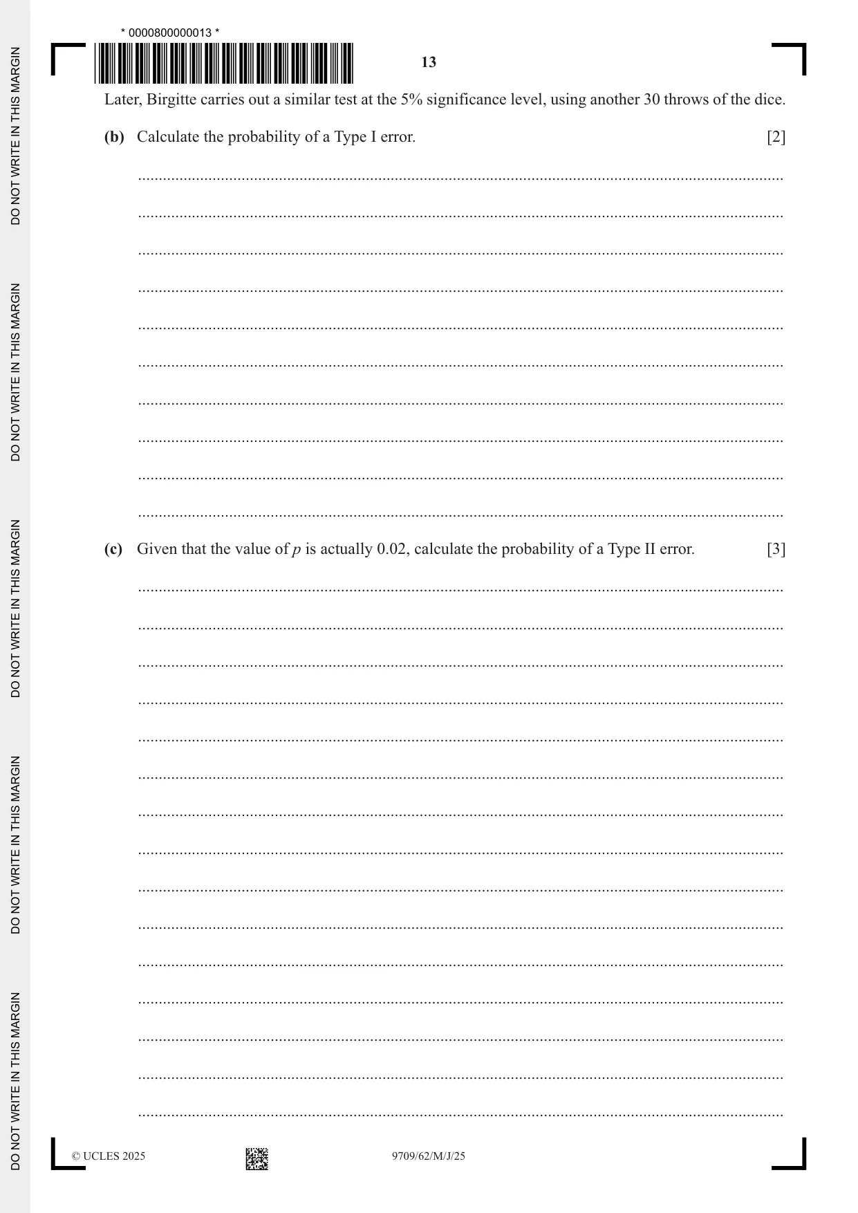 Cambridge A Level Mathematics 9709 2025 May/June Paper 6 · Variant 2 question paper, page 13 of 16