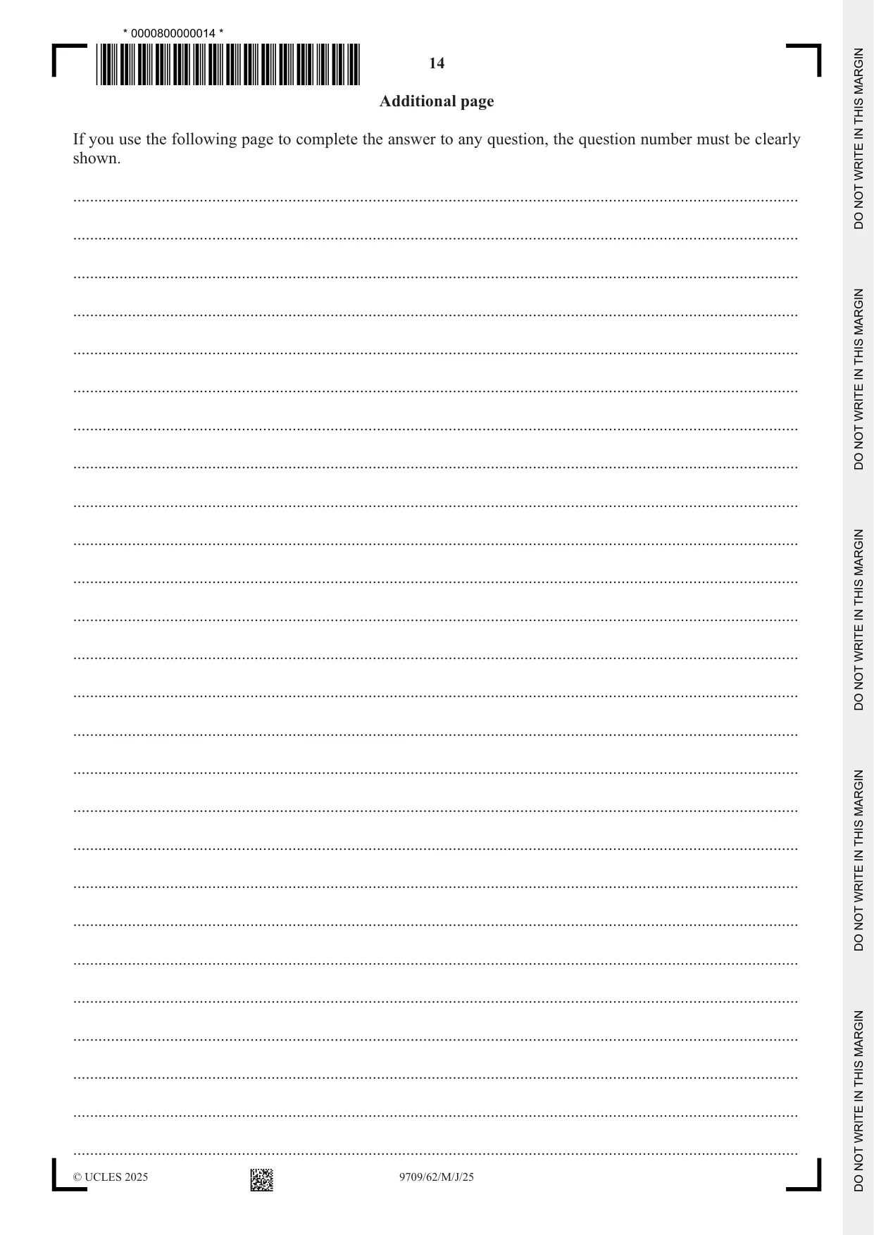 Cambridge A Level Mathematics 9709 2025 May/June Paper 6 · Variant 2 question paper, page 14 of 16