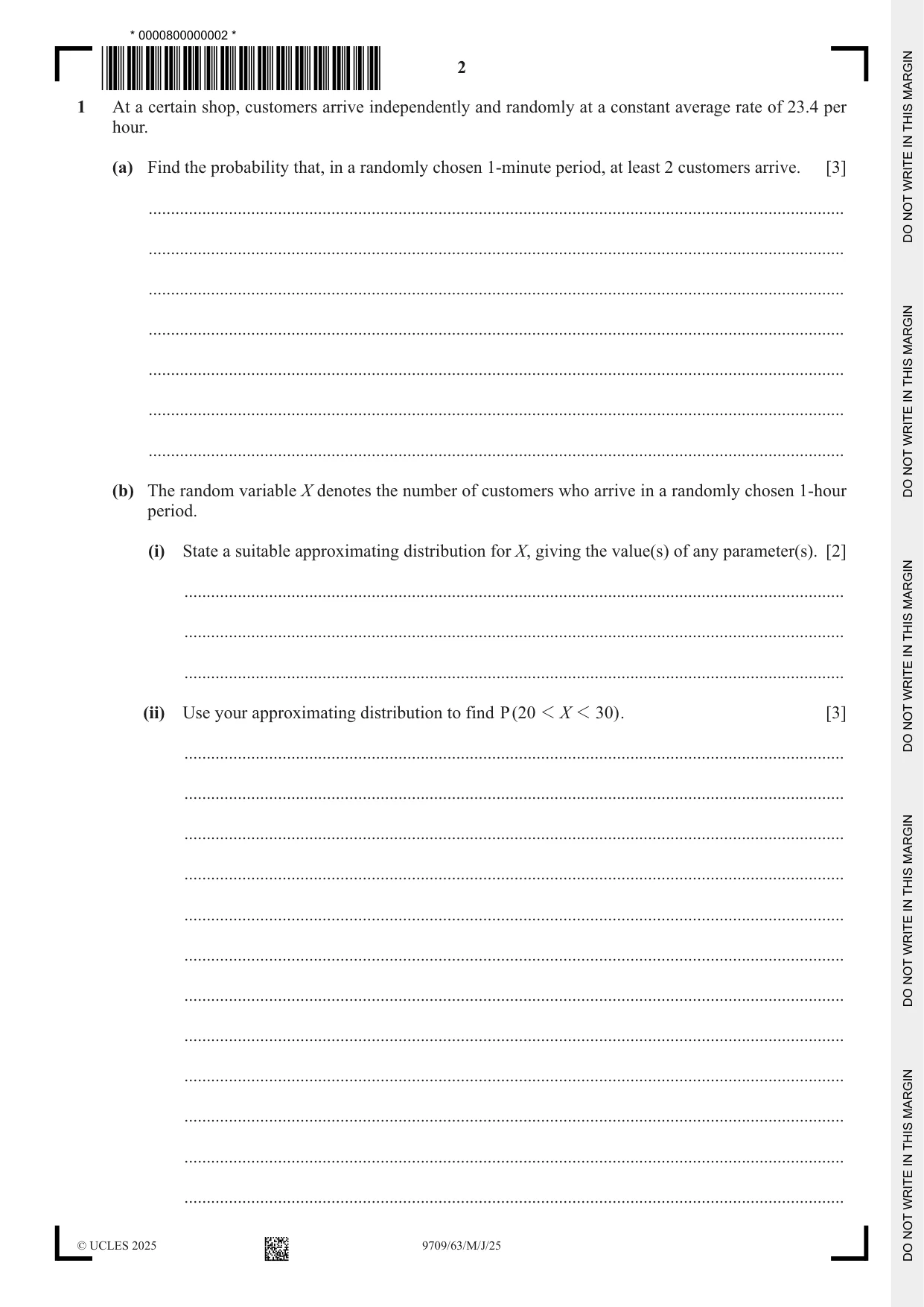 Cambridge A Level Mathematics 9709 2025 May/June Paper 6 · Variant 3 question paper, page 2 of 12