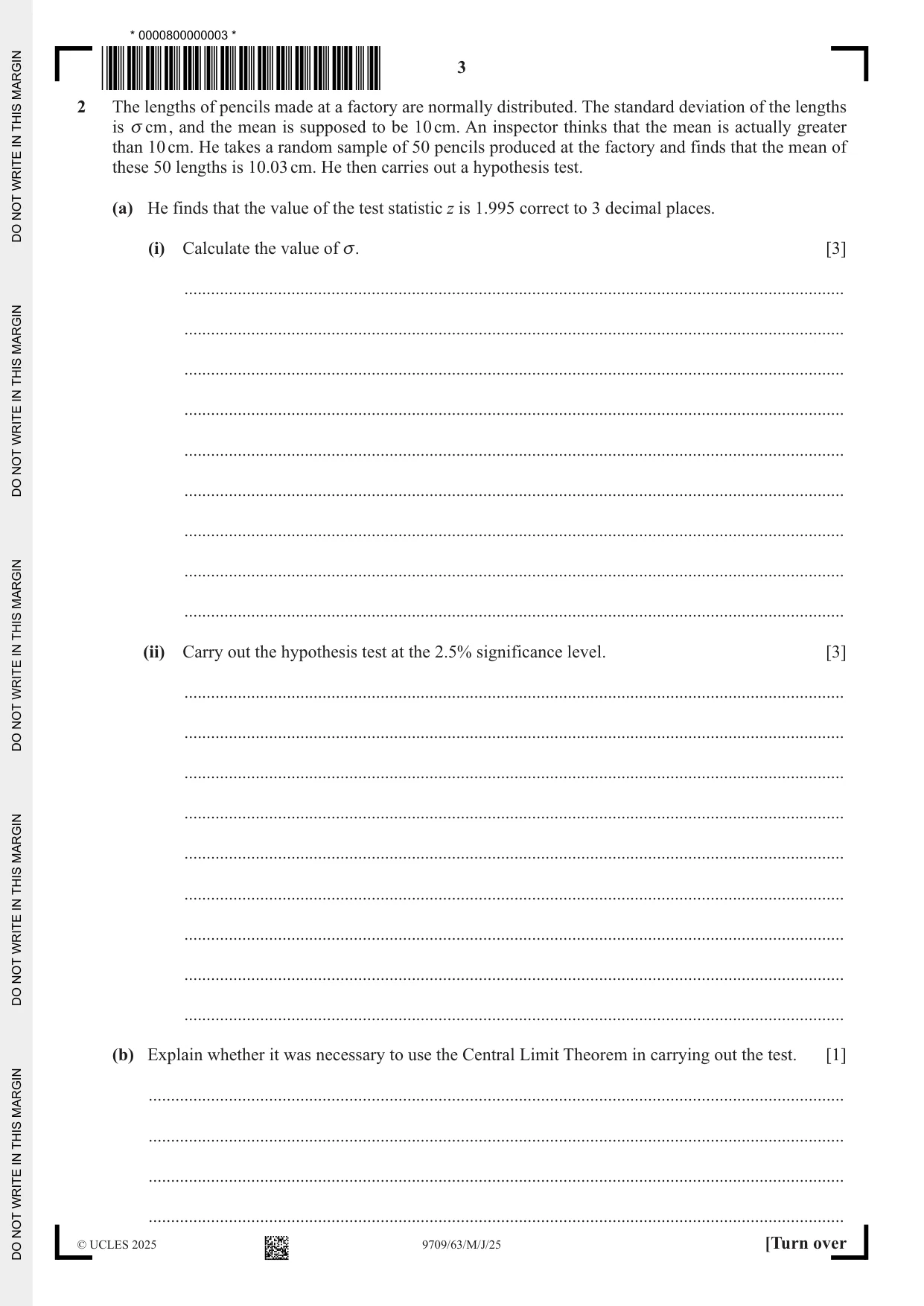 Cambridge A Level Mathematics 9709 2025 May/June Paper 6 · Variant 3 question paper, page 3 of 12