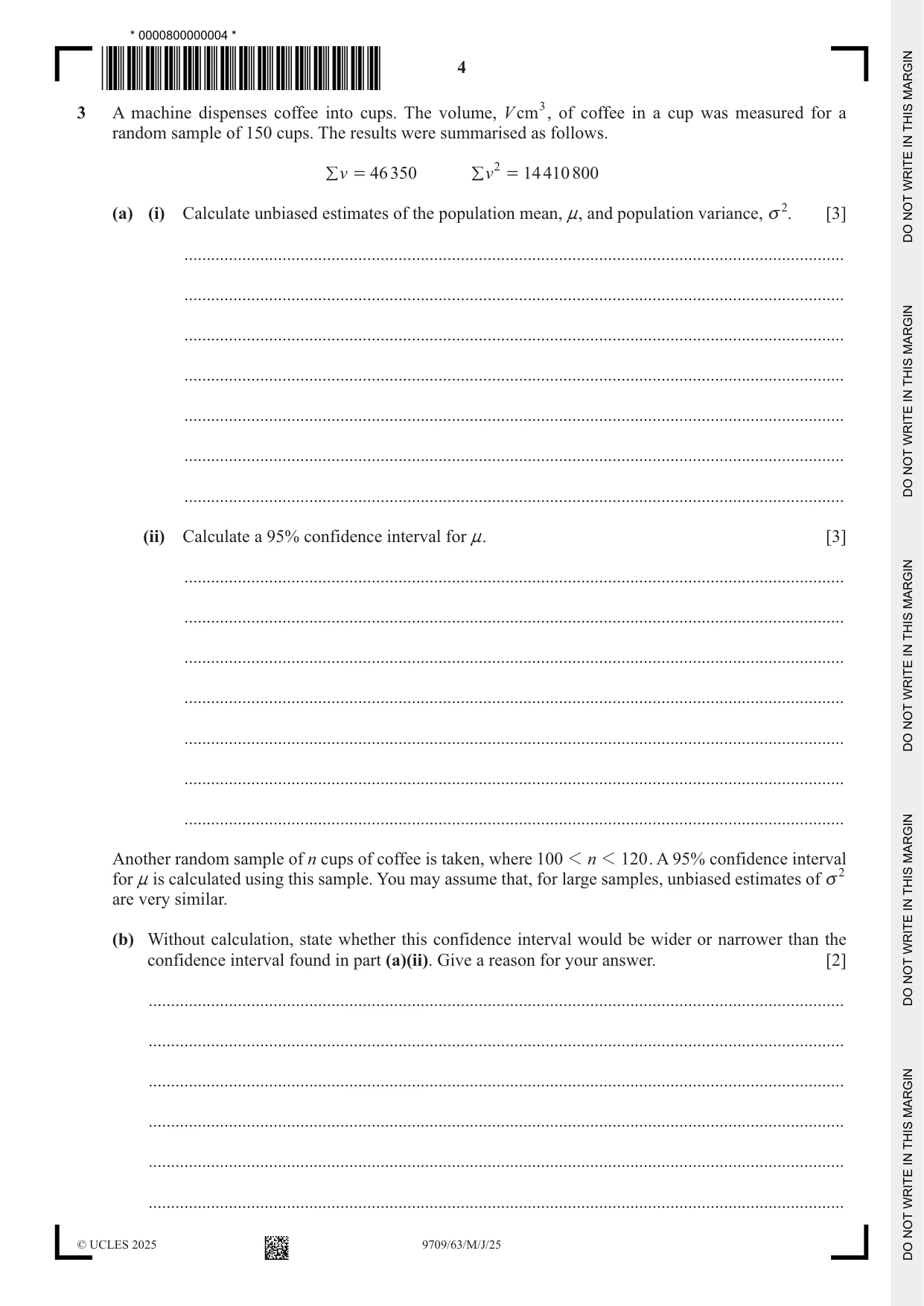 Cambridge A Level Mathematics 9709 2025 May/June Paper 6 · Variant 3 question paper, page 4 of 12