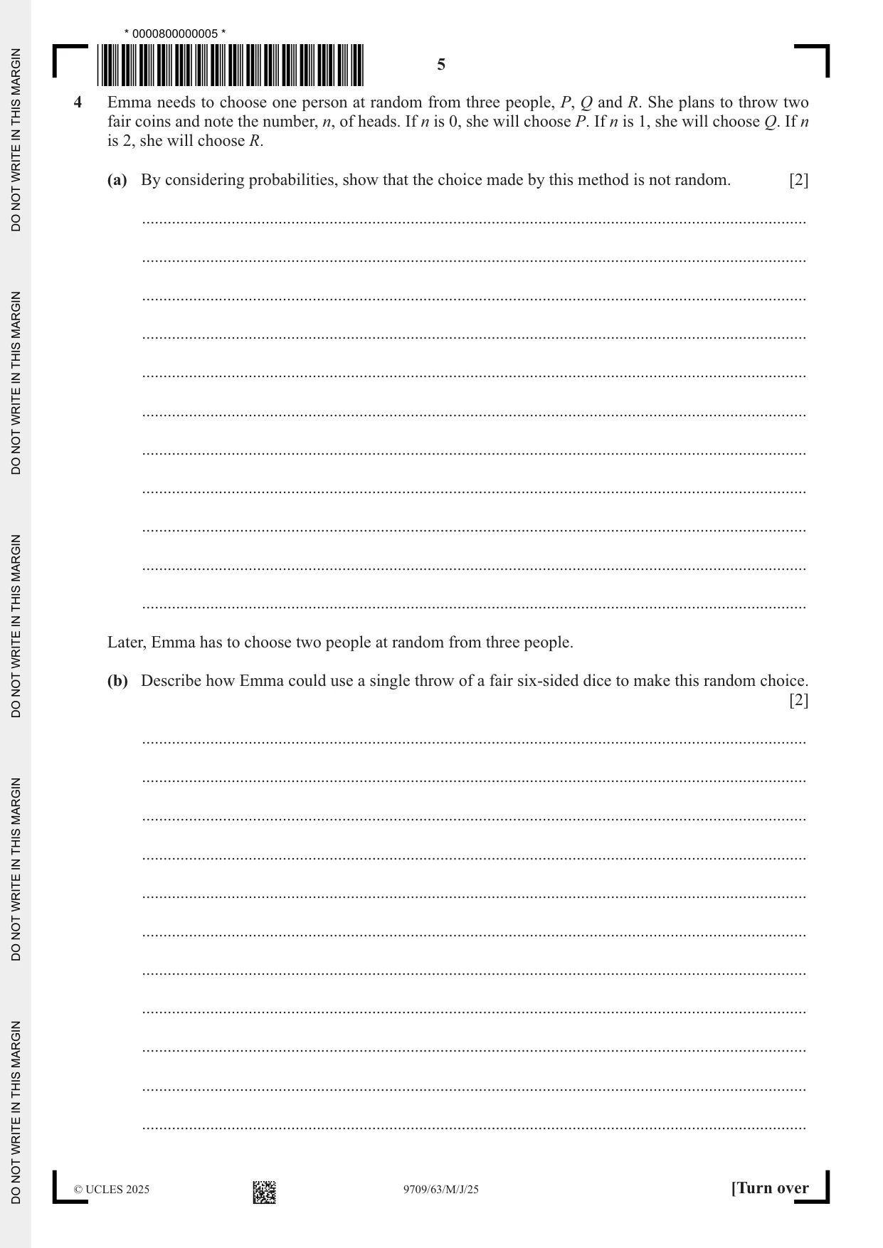 Cambridge A Level Mathematics 9709 2025 May/June Paper 6 · Variant 3 question paper, page 5 of 12