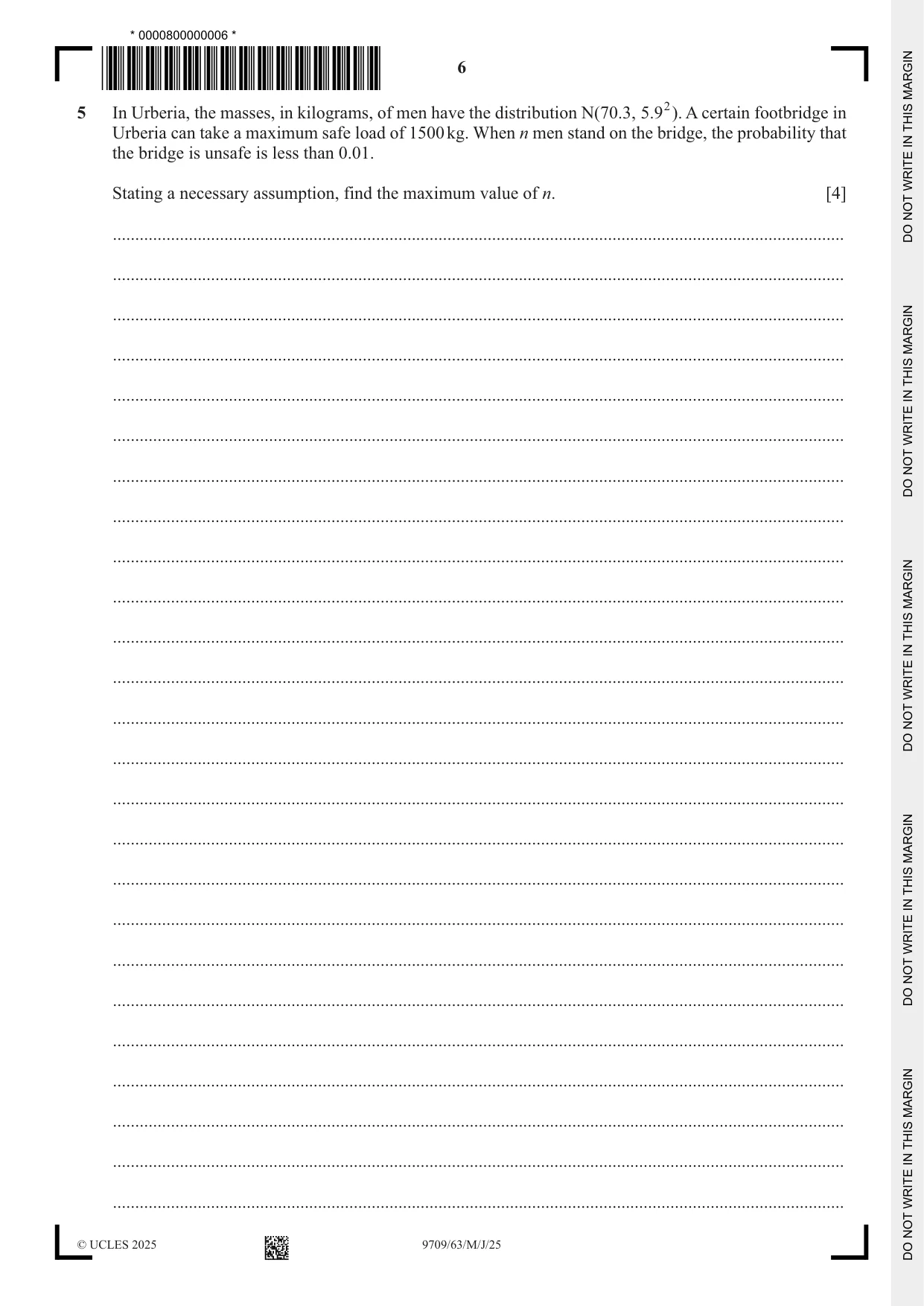 Cambridge A Level Mathematics 9709 2025 May/June Paper 6 · Variant 3 question paper, page 6 of 12
