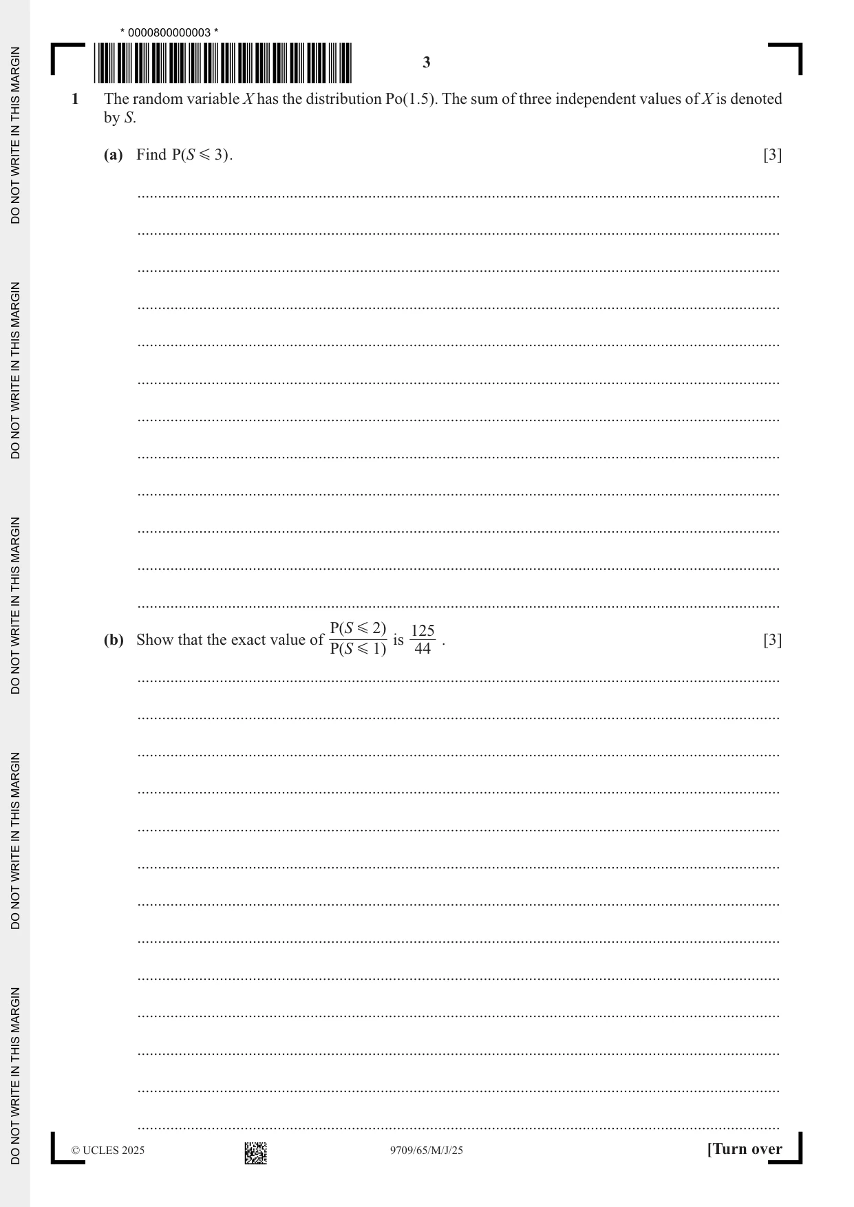 Cambridge A Level Mathematics 9709 2025 May/June Paper 6 · Variant 5 question paper, page 3 of 16