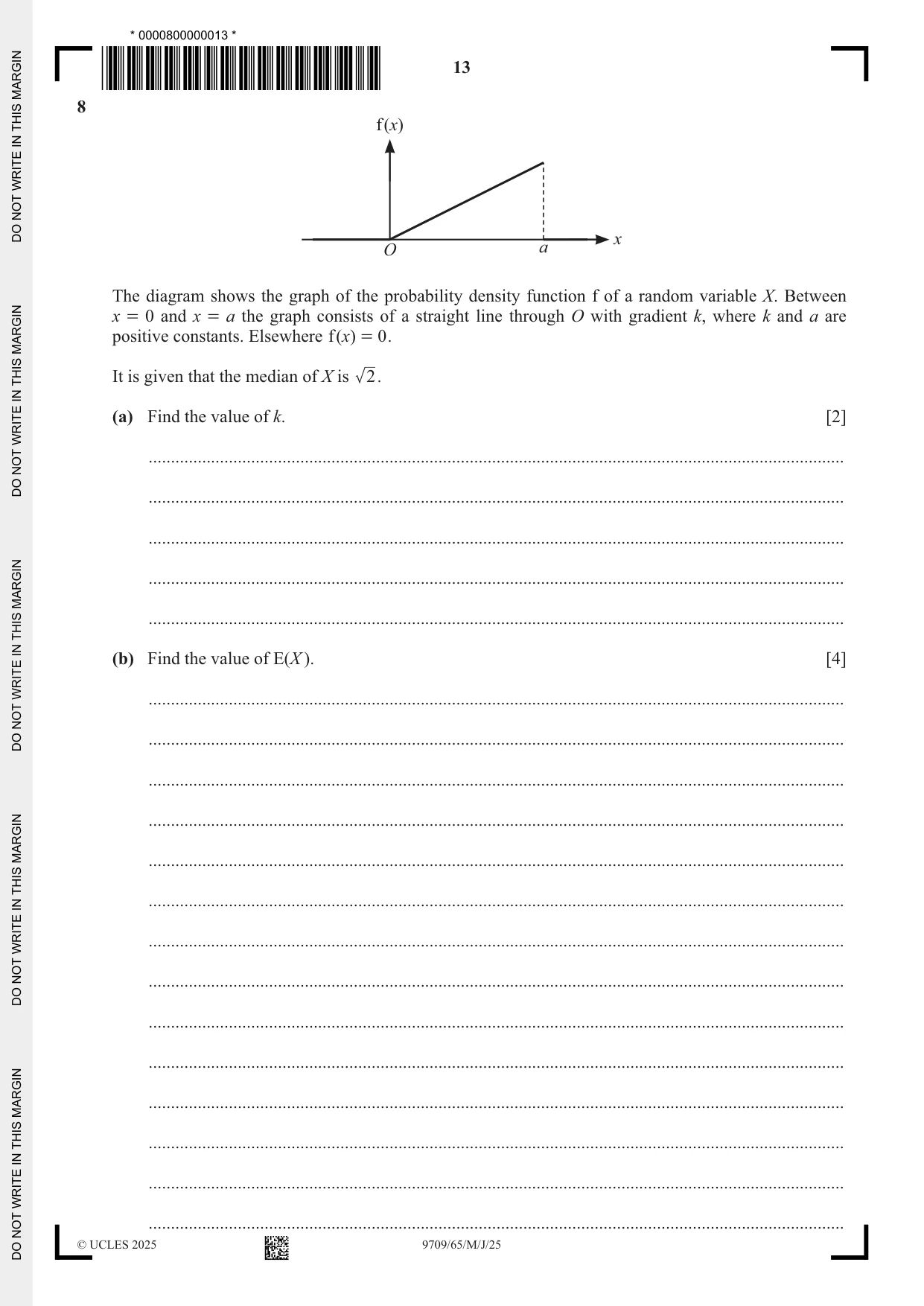 Cambridge A Level Mathematics 9709 2025 May/June Paper 6 · Variant 5 question paper, page 13 of 16