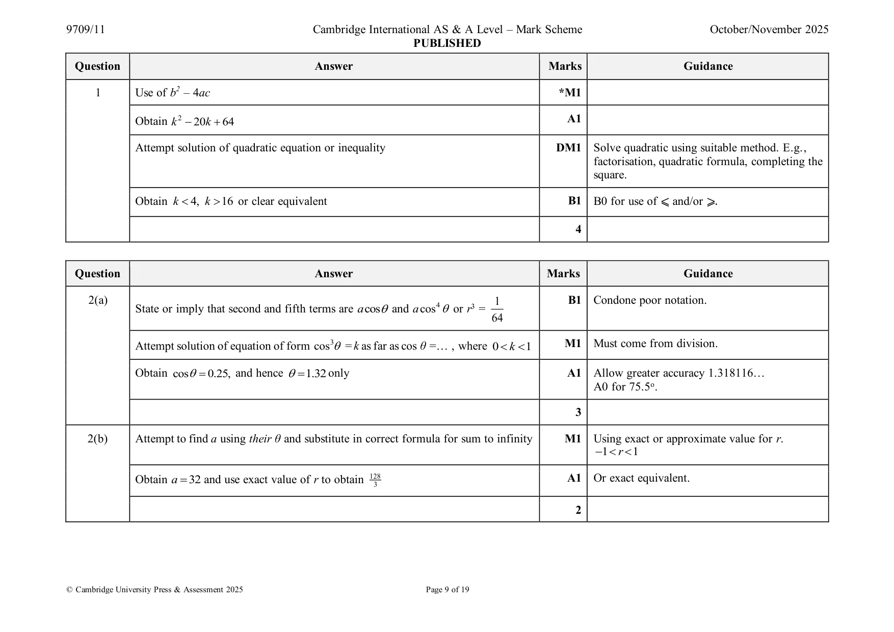 Mark scheme, page 9 of 19