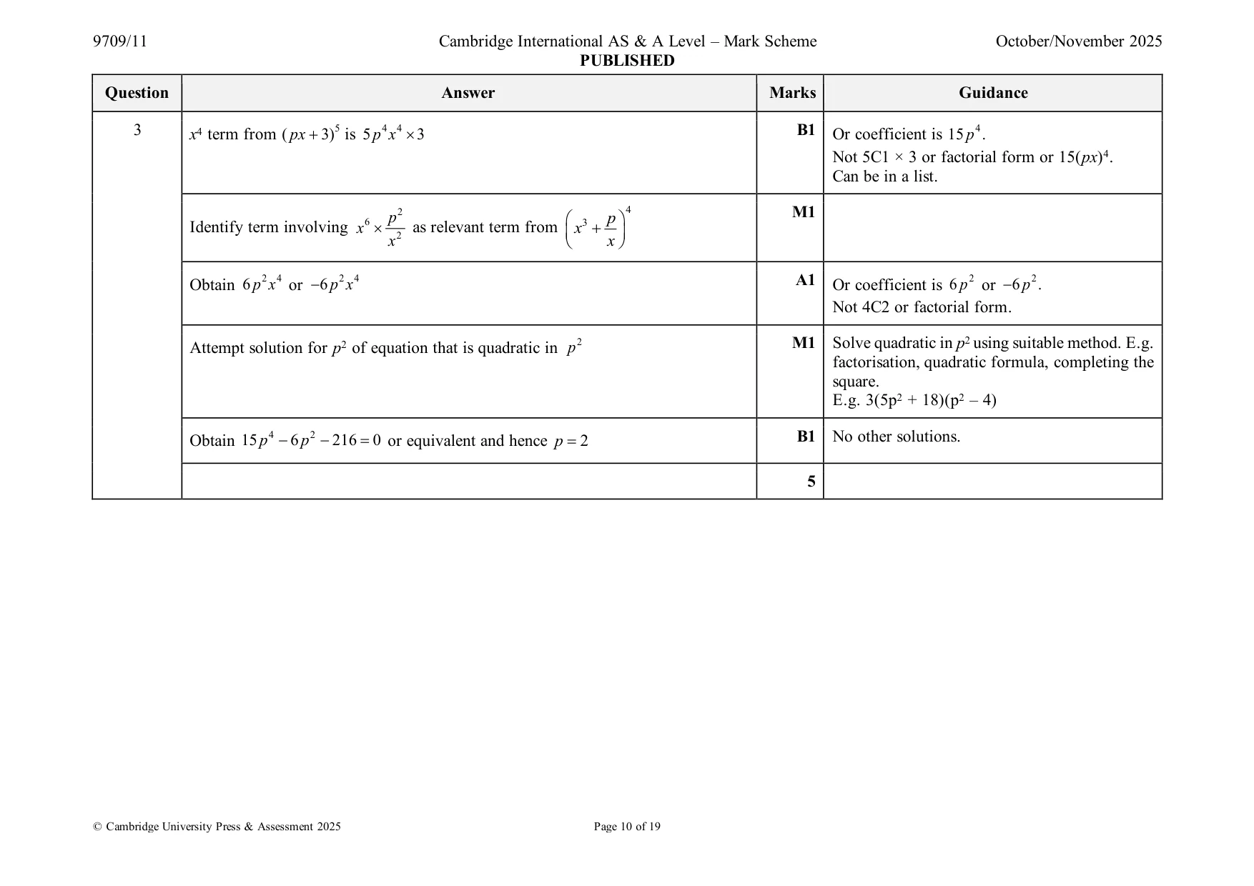 Mark scheme, page 10 of 19