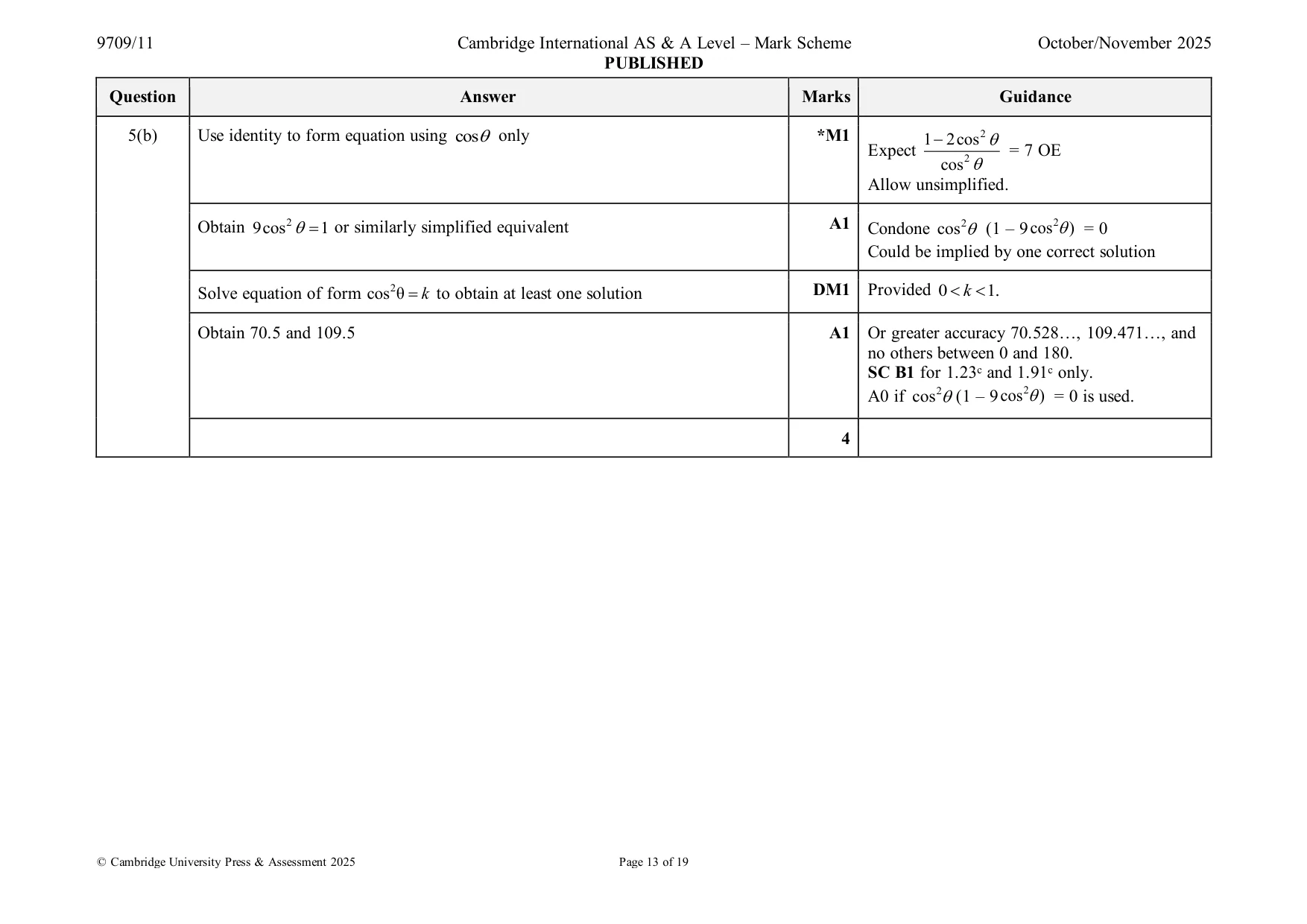Mark scheme, page 13 of 19