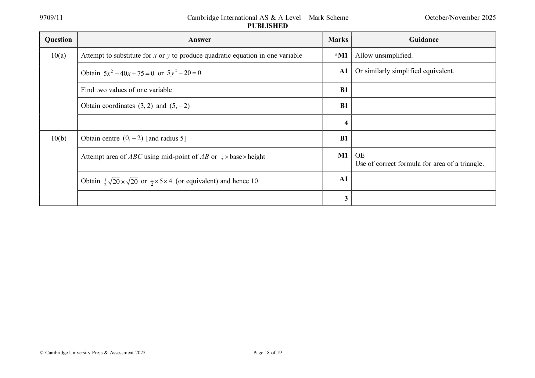 Mark scheme, page 18 of 19