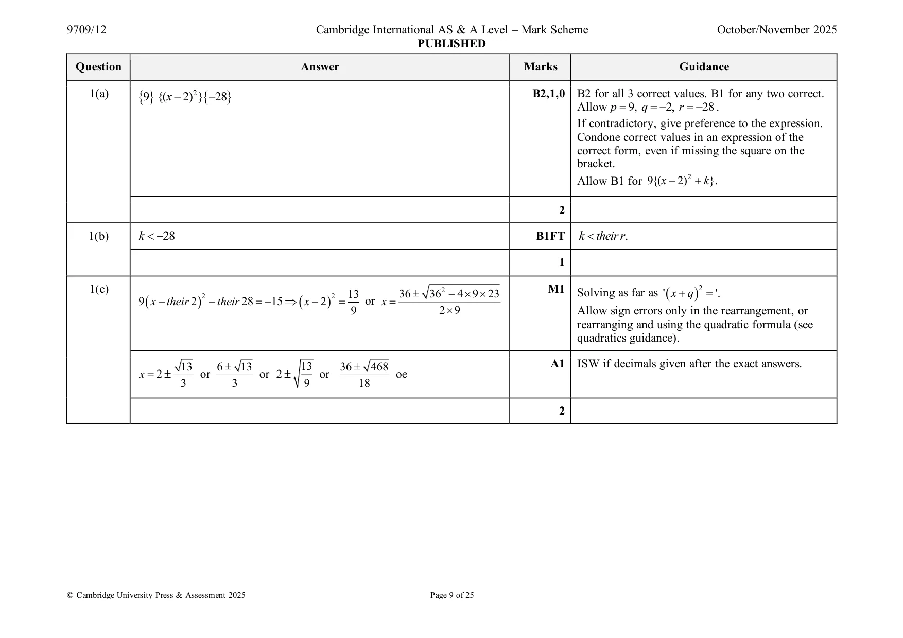 Mark scheme, page 9 of 25