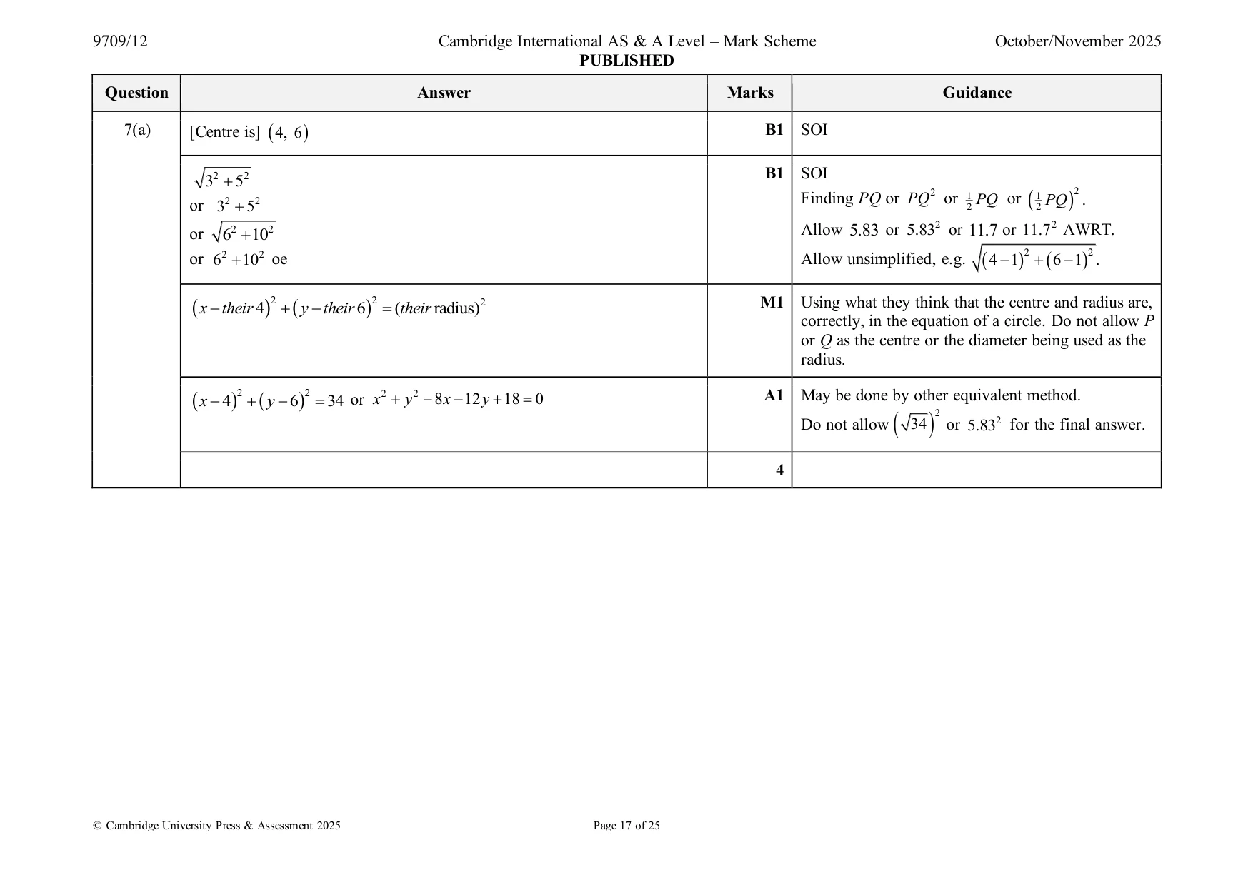 Mark scheme, page 17 of 25