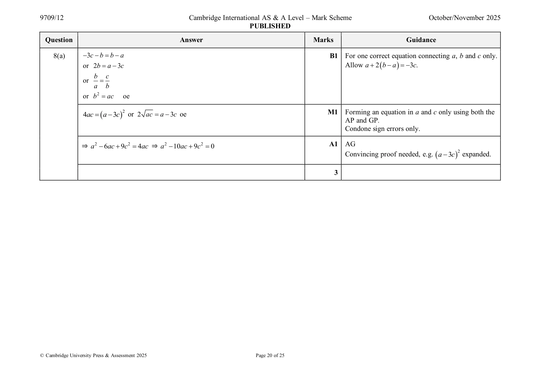 Mark scheme, page 20 of 25