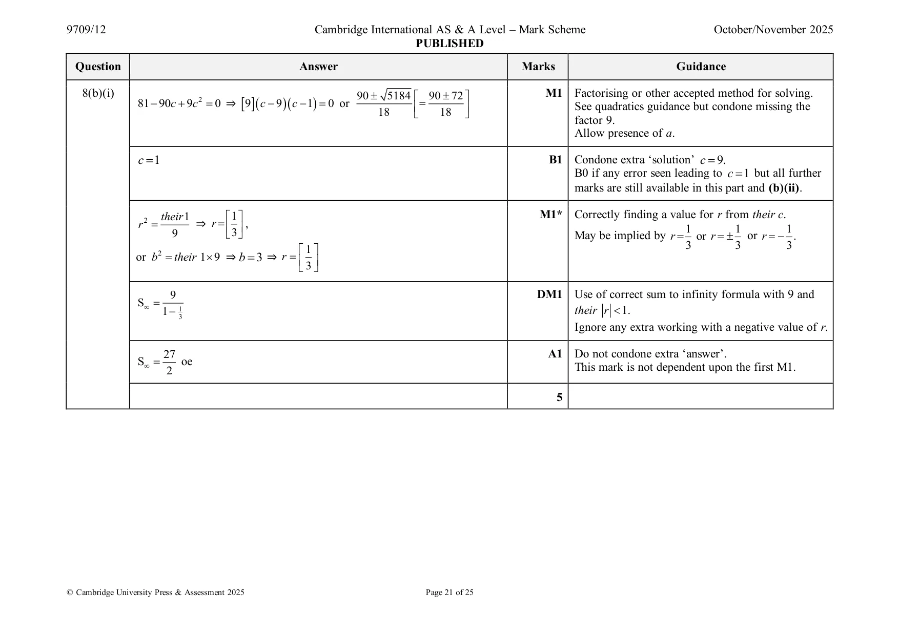 Mark scheme, page 21 of 25