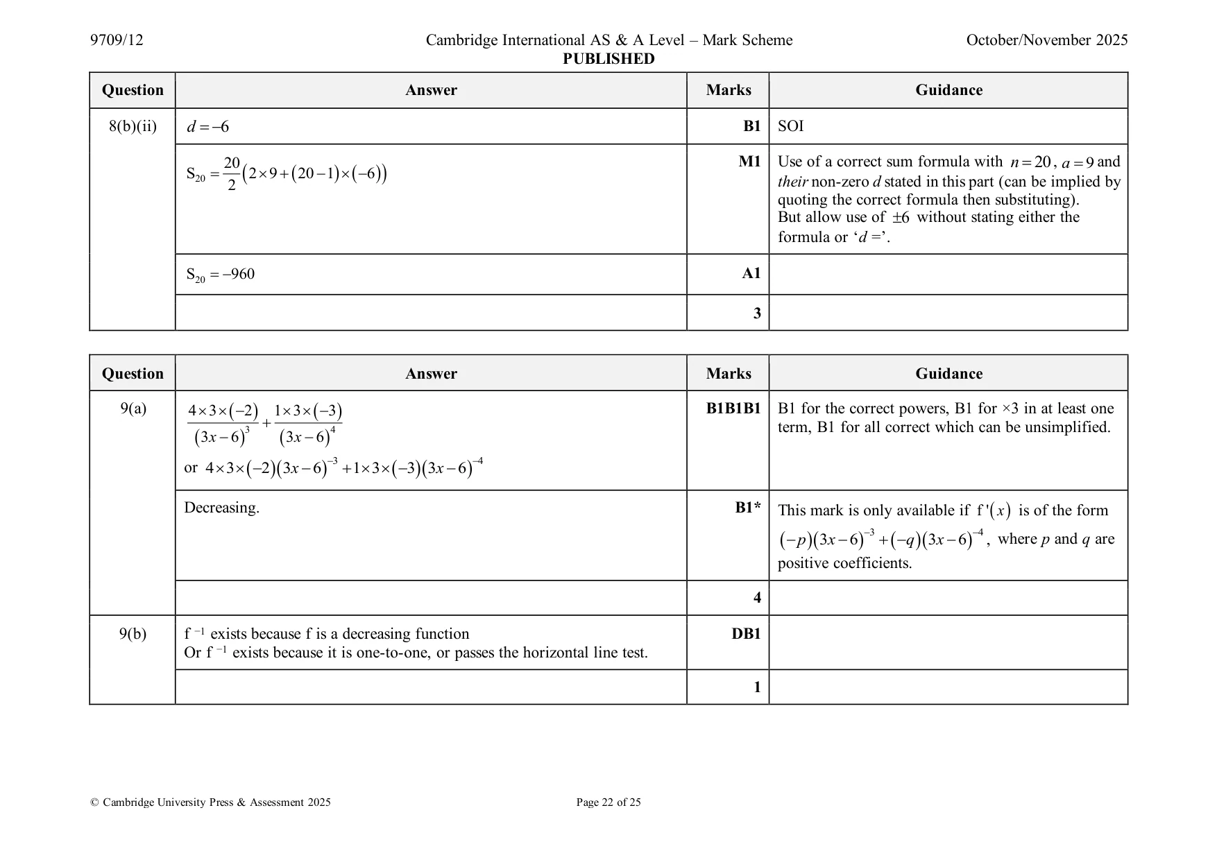 Mark scheme, page 22 of 25