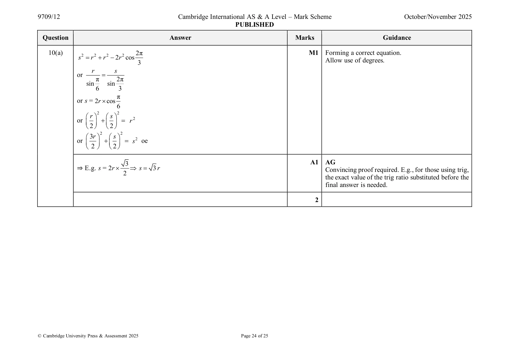 Mark scheme, page 24 of 25