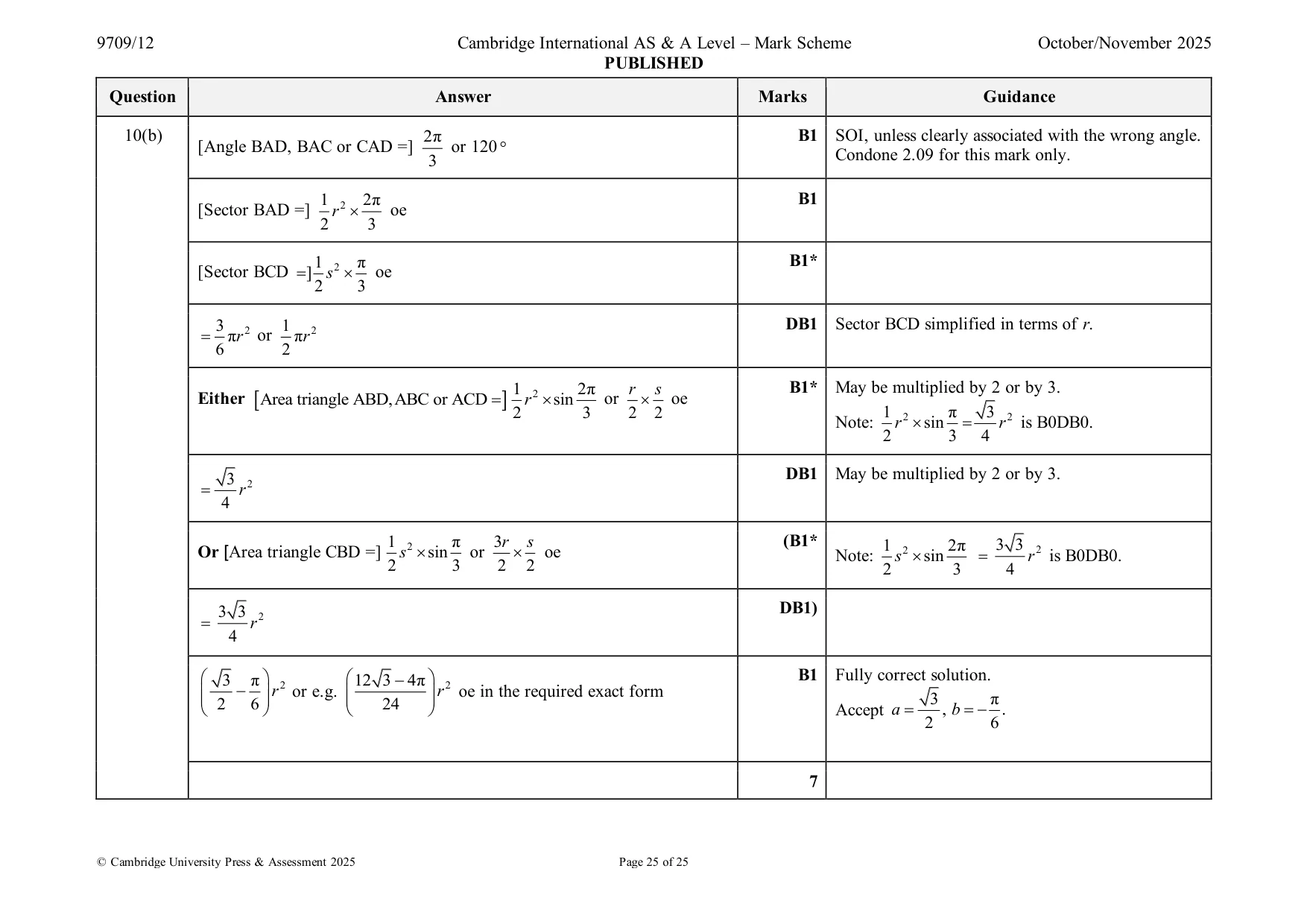 Mark scheme, page 25 of 25