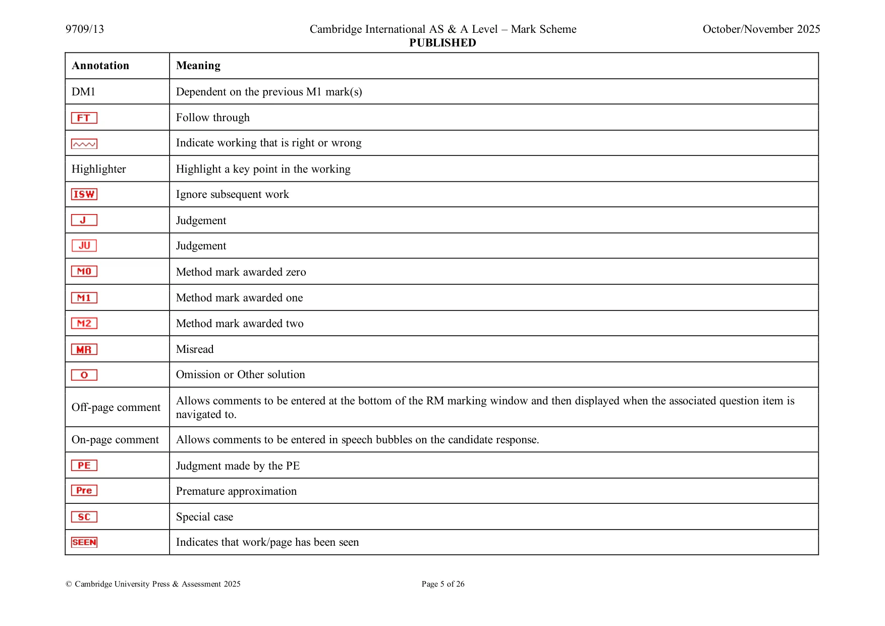 Mark scheme, page 5 of 26