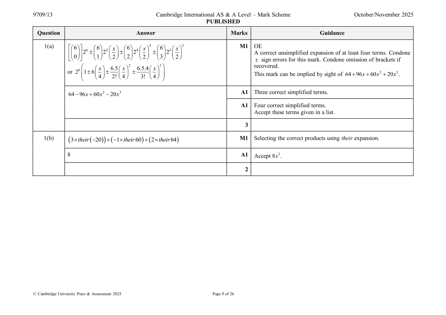 Mark scheme, page 9 of 26