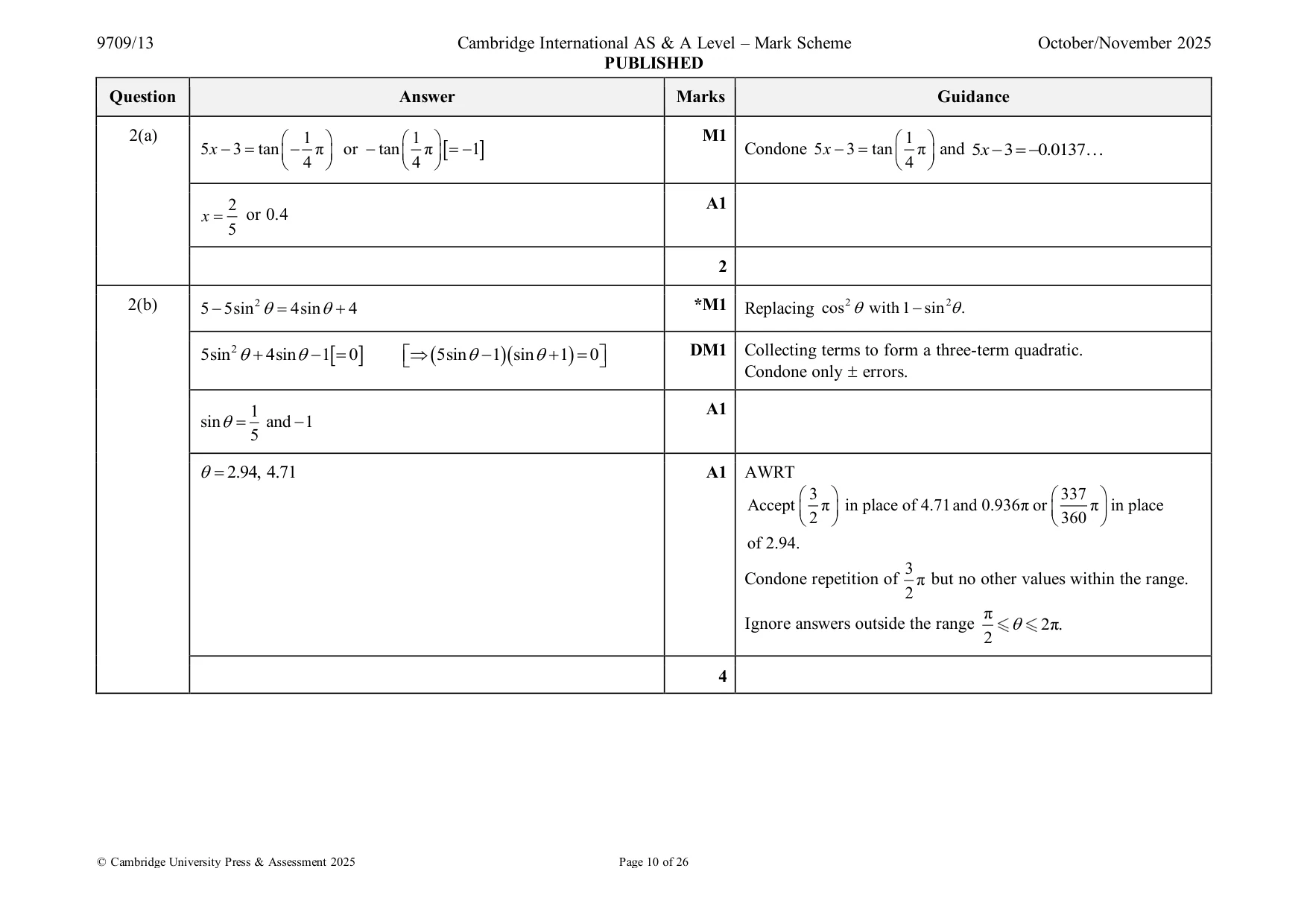 Mark scheme, page 10 of 26