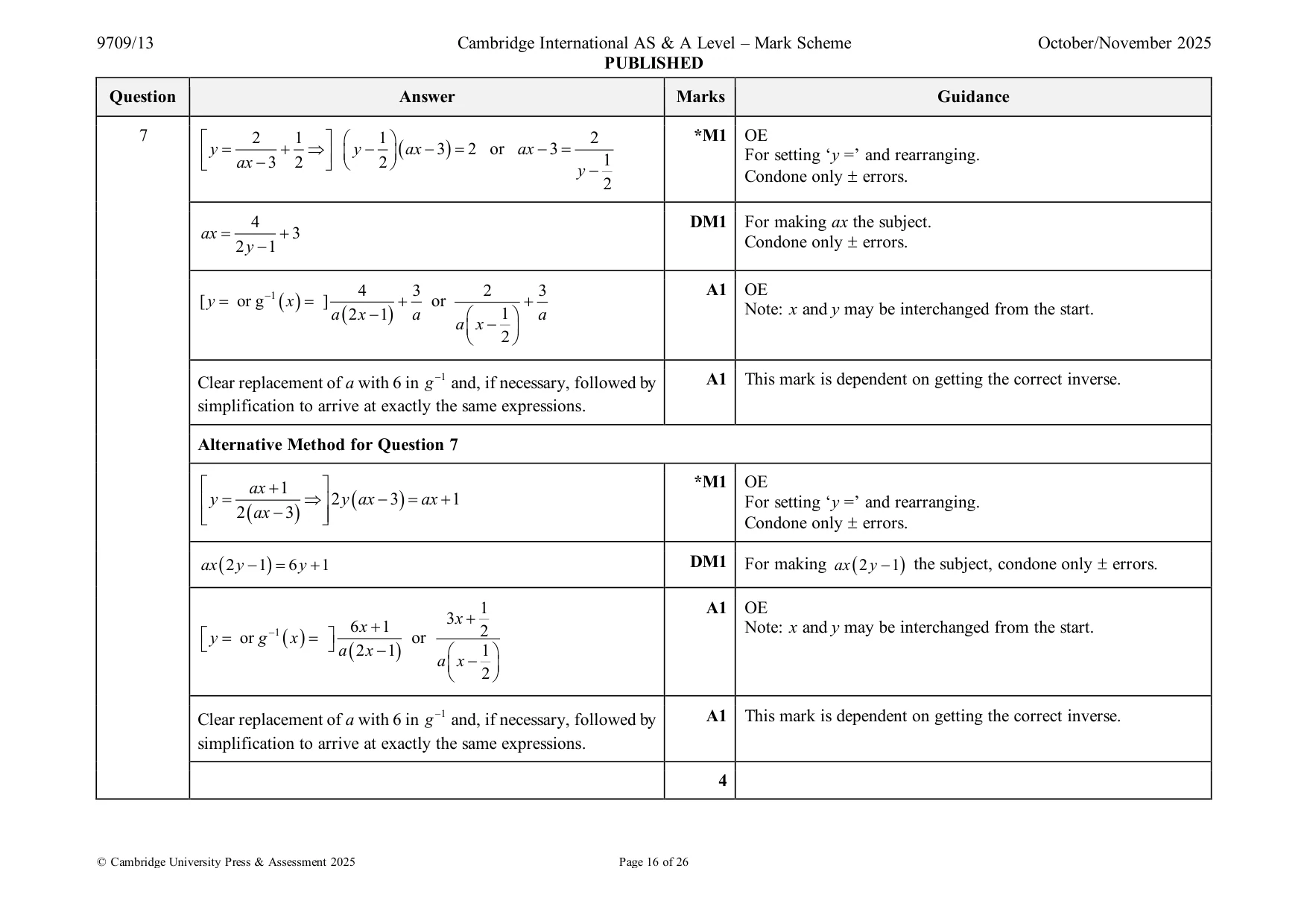 Mark scheme, page 16 of 26