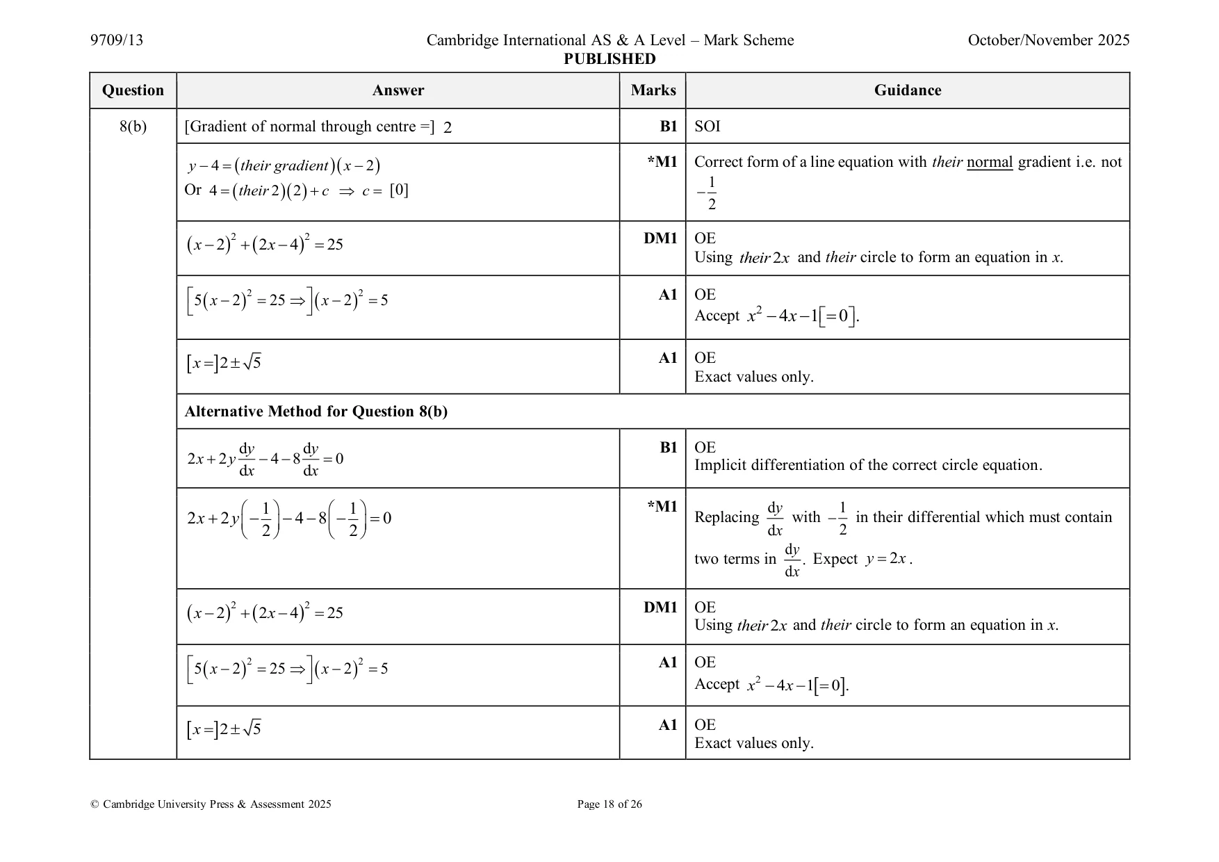 Mark scheme, page 18 of 26