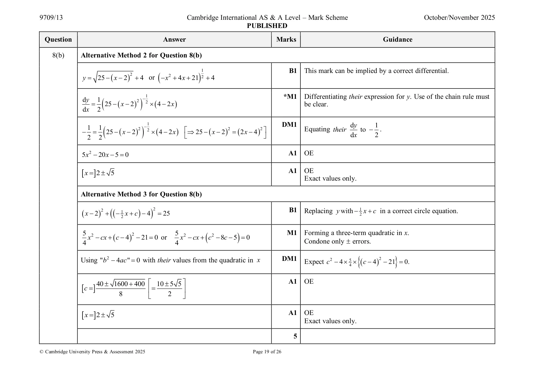 Mark scheme, page 19 of 26