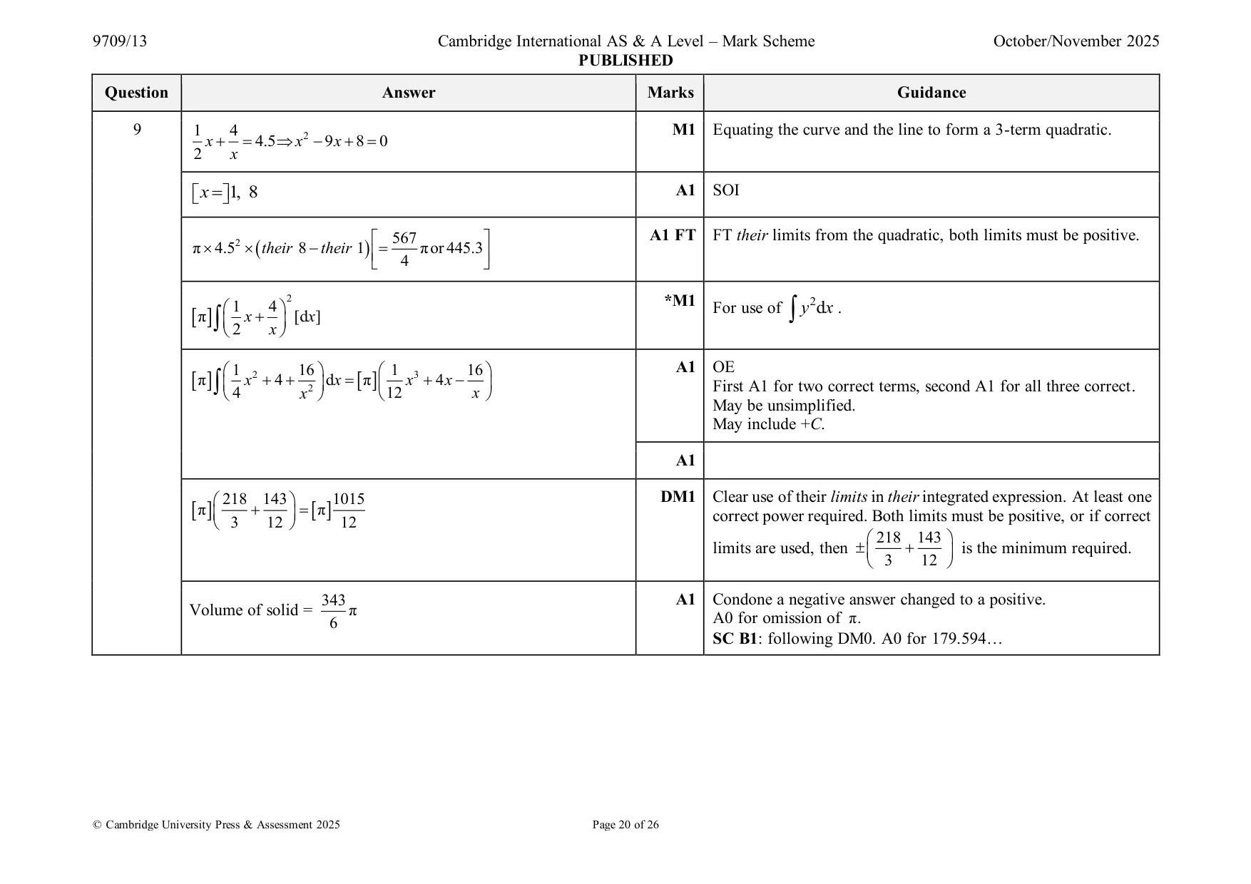 Mark scheme, page 20 of 26