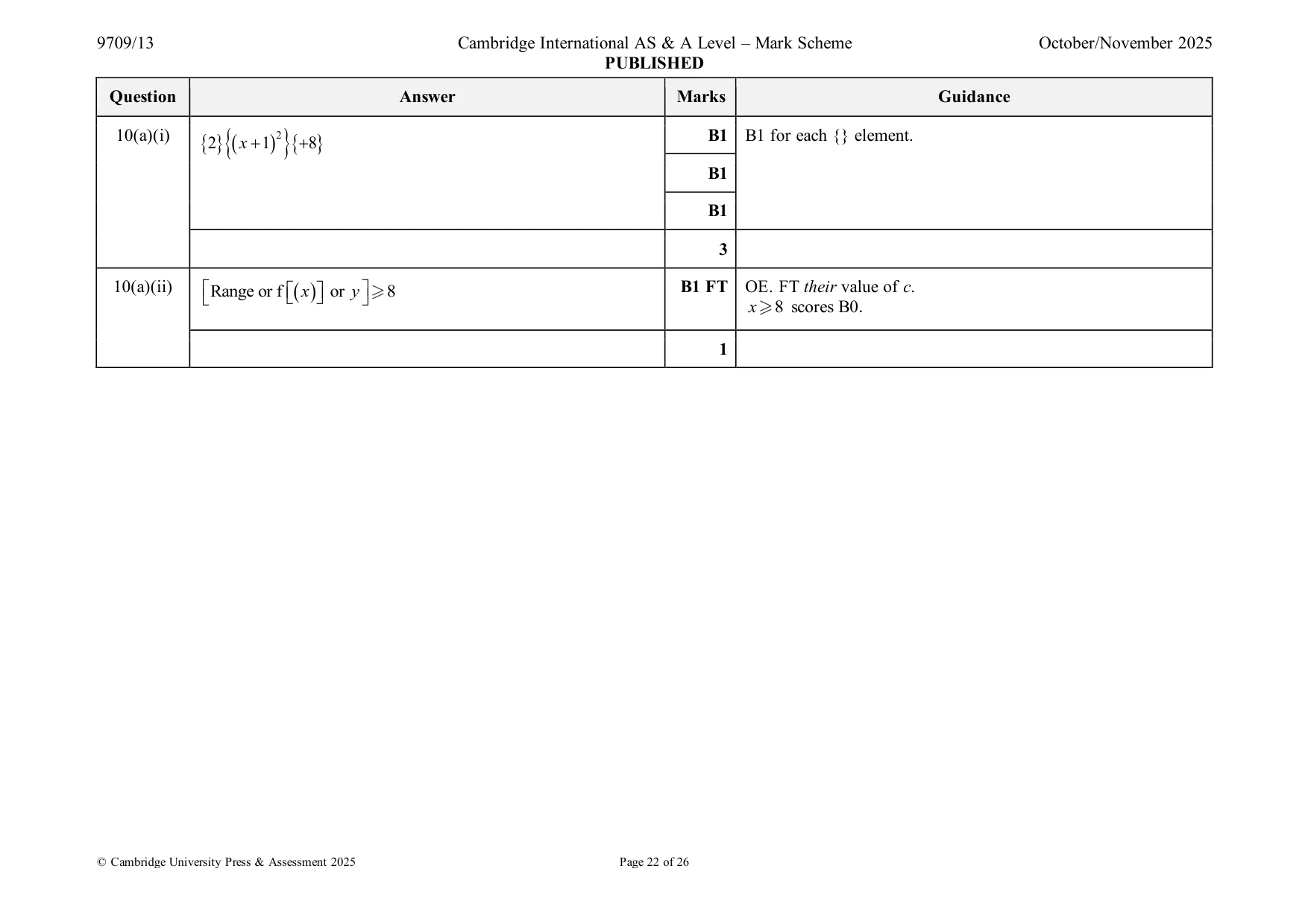 Mark scheme, page 22 of 26