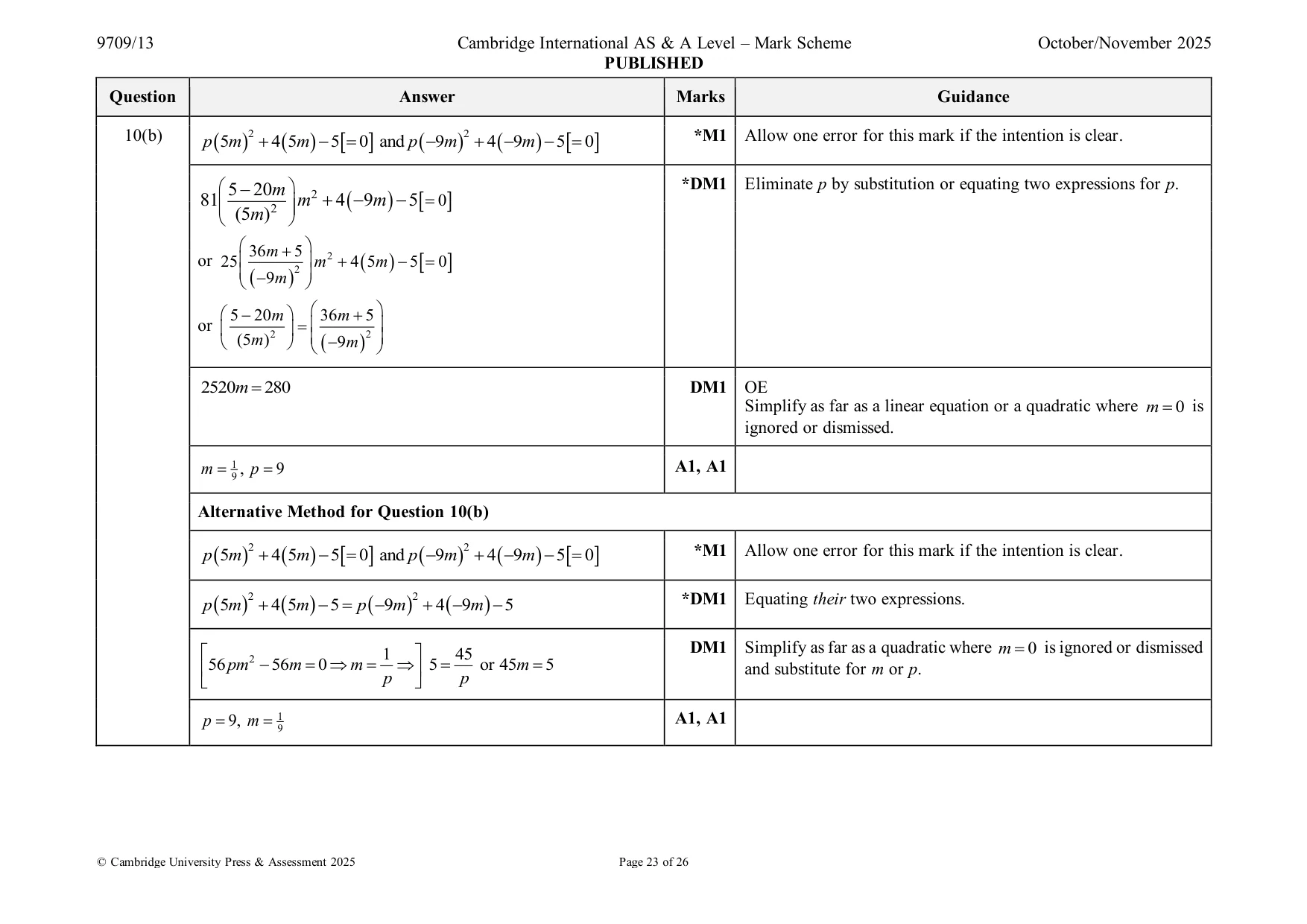 Mark scheme, page 23 of 26