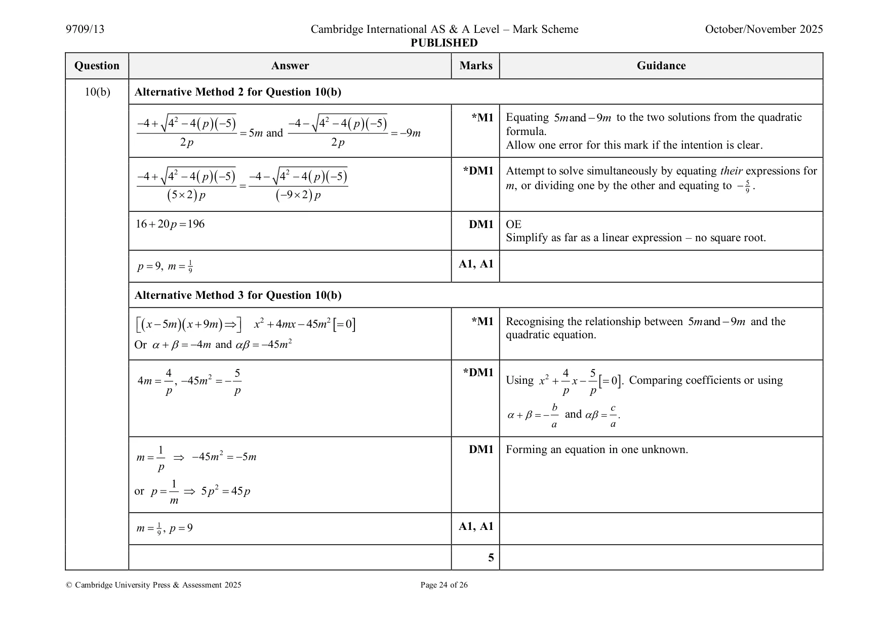 Mark scheme, page 24 of 26