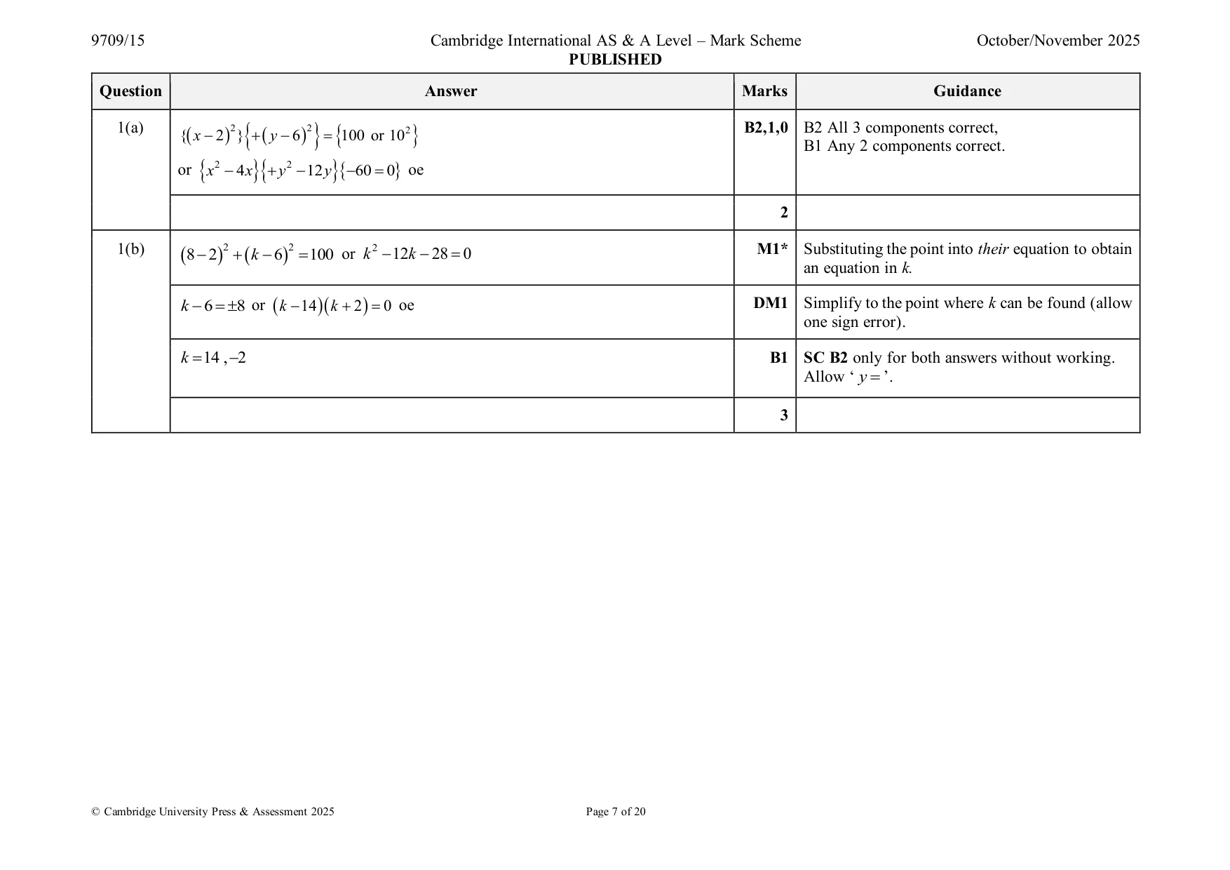 Mark scheme, page 7 of 20