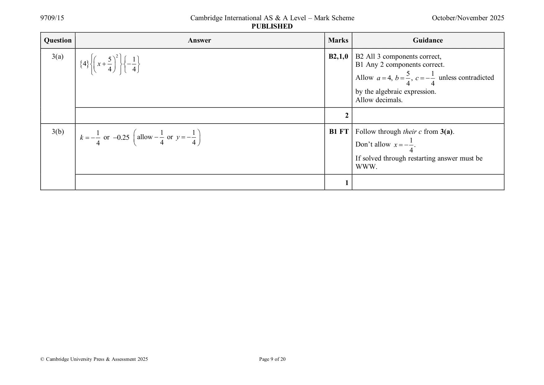 Mark scheme, page 9 of 20