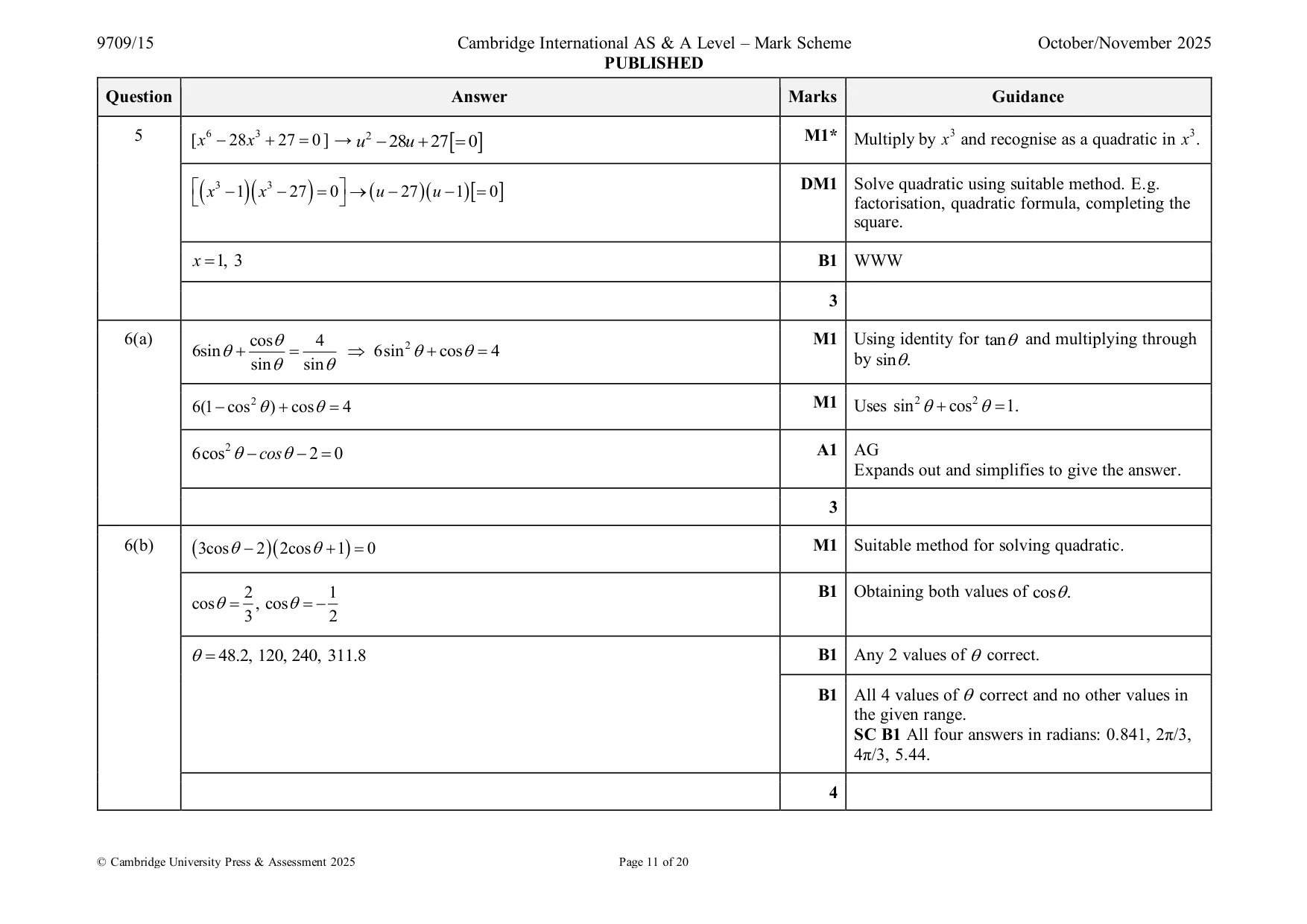 Mark scheme, page 11 of 20
