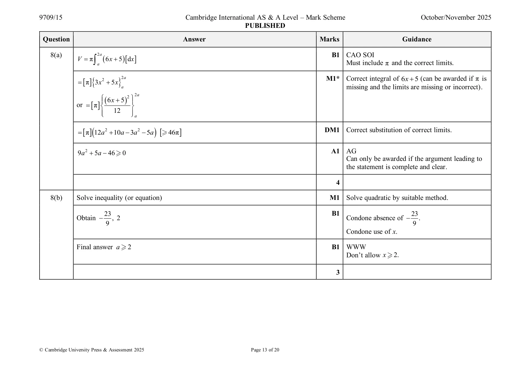 Mark scheme, page 13 of 20