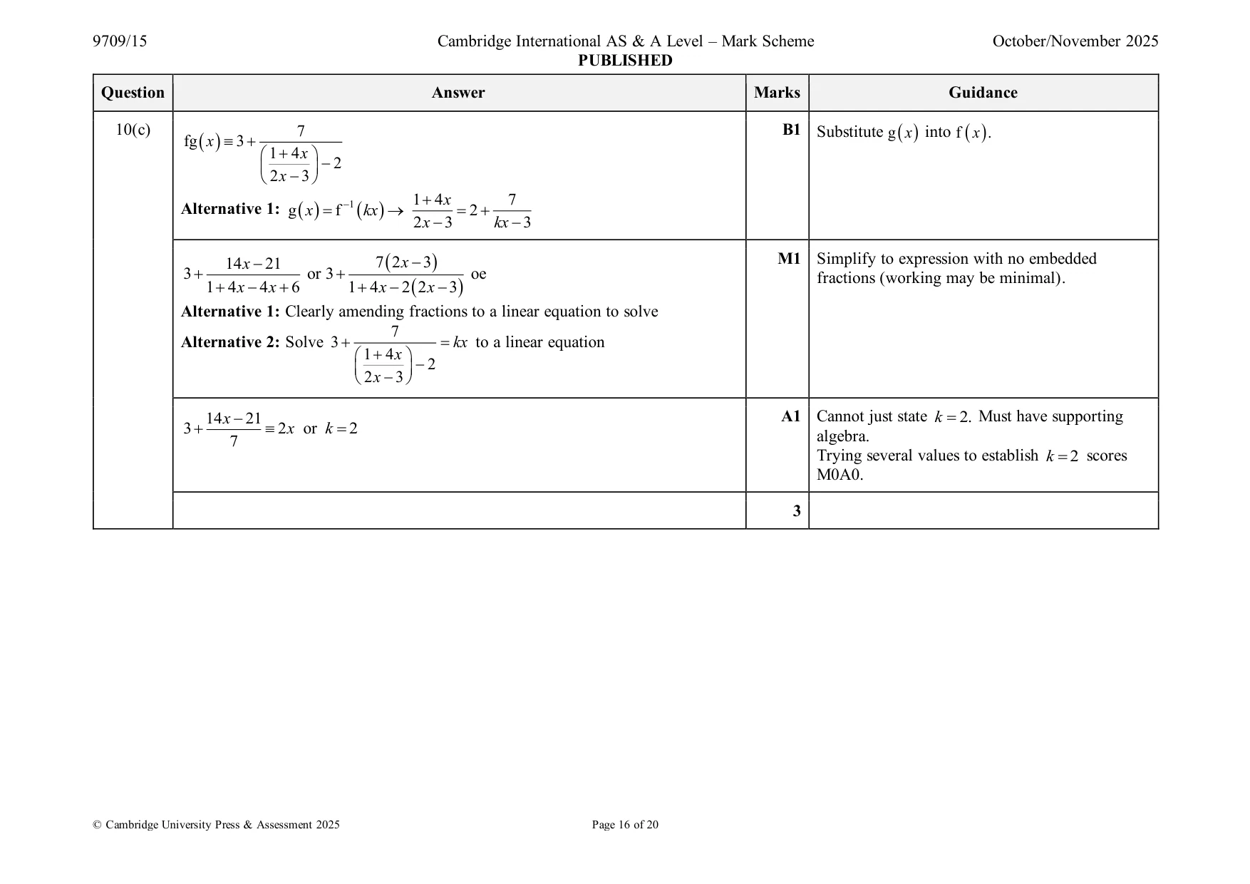 Mark scheme, page 16 of 20