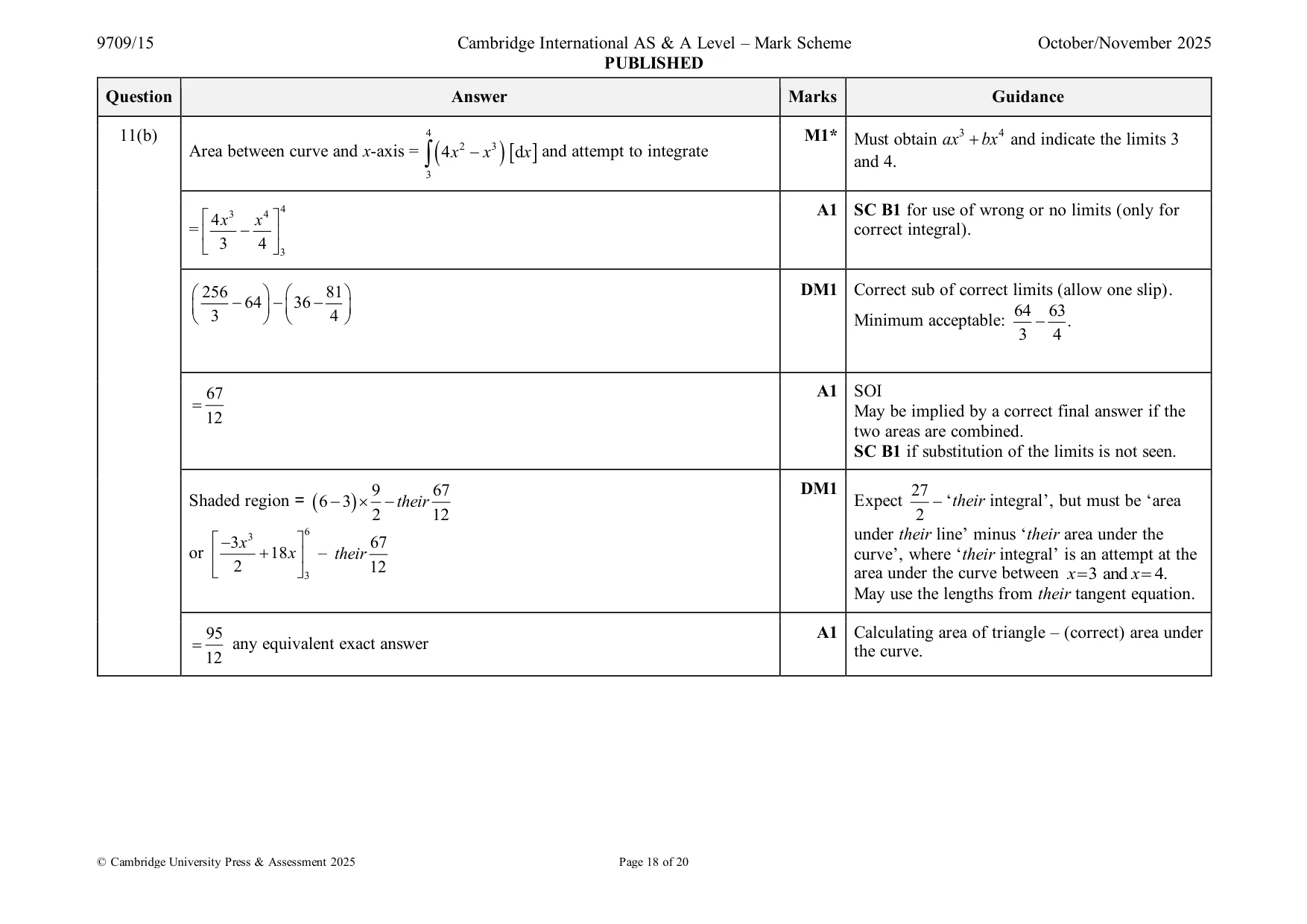 Mark scheme, page 18 of 20