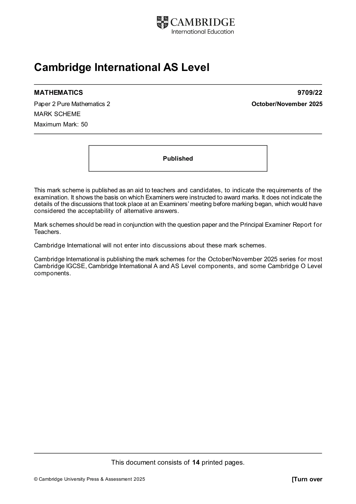 Mark scheme, page 1 of 14