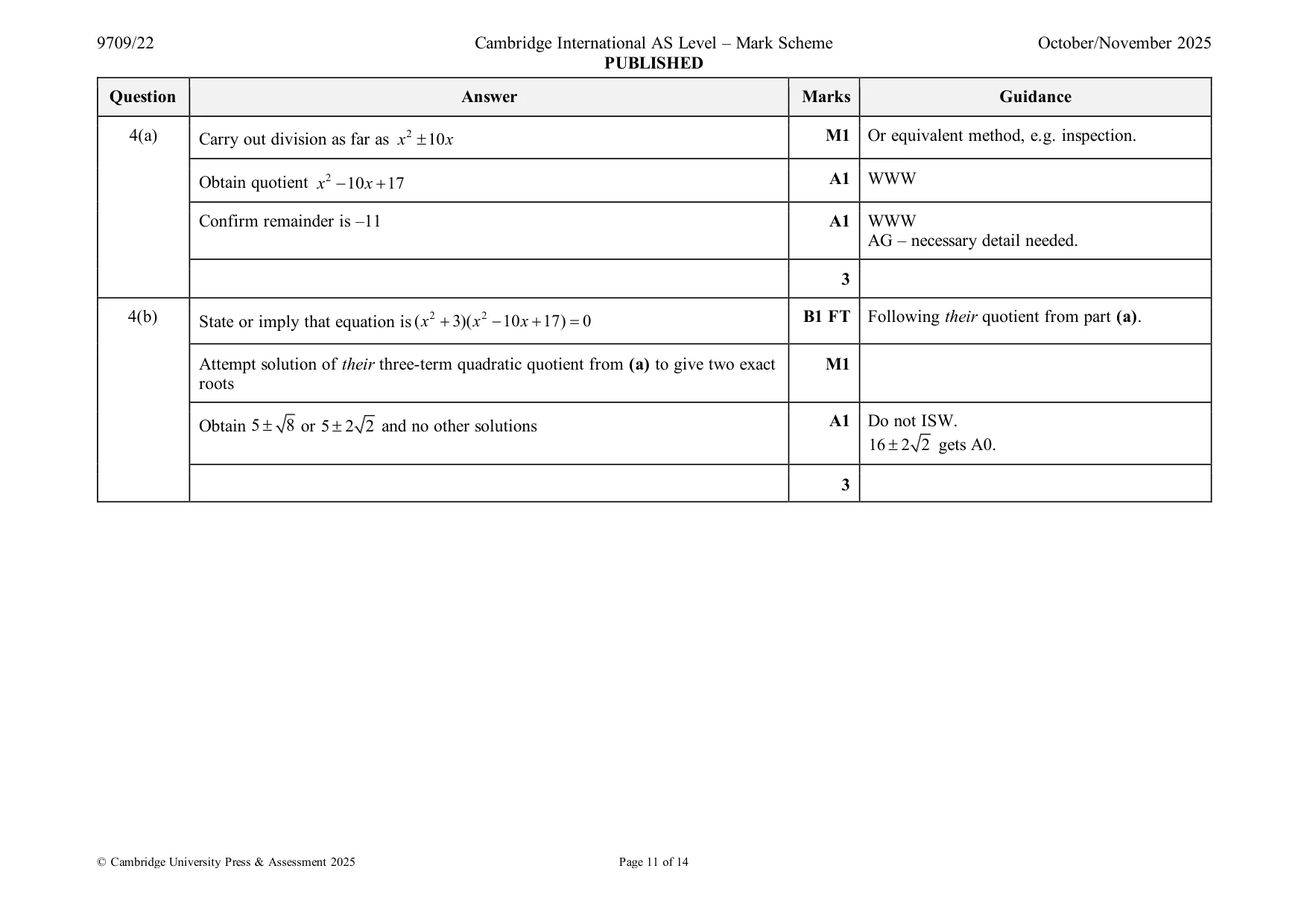Mark scheme, page 11 of 14