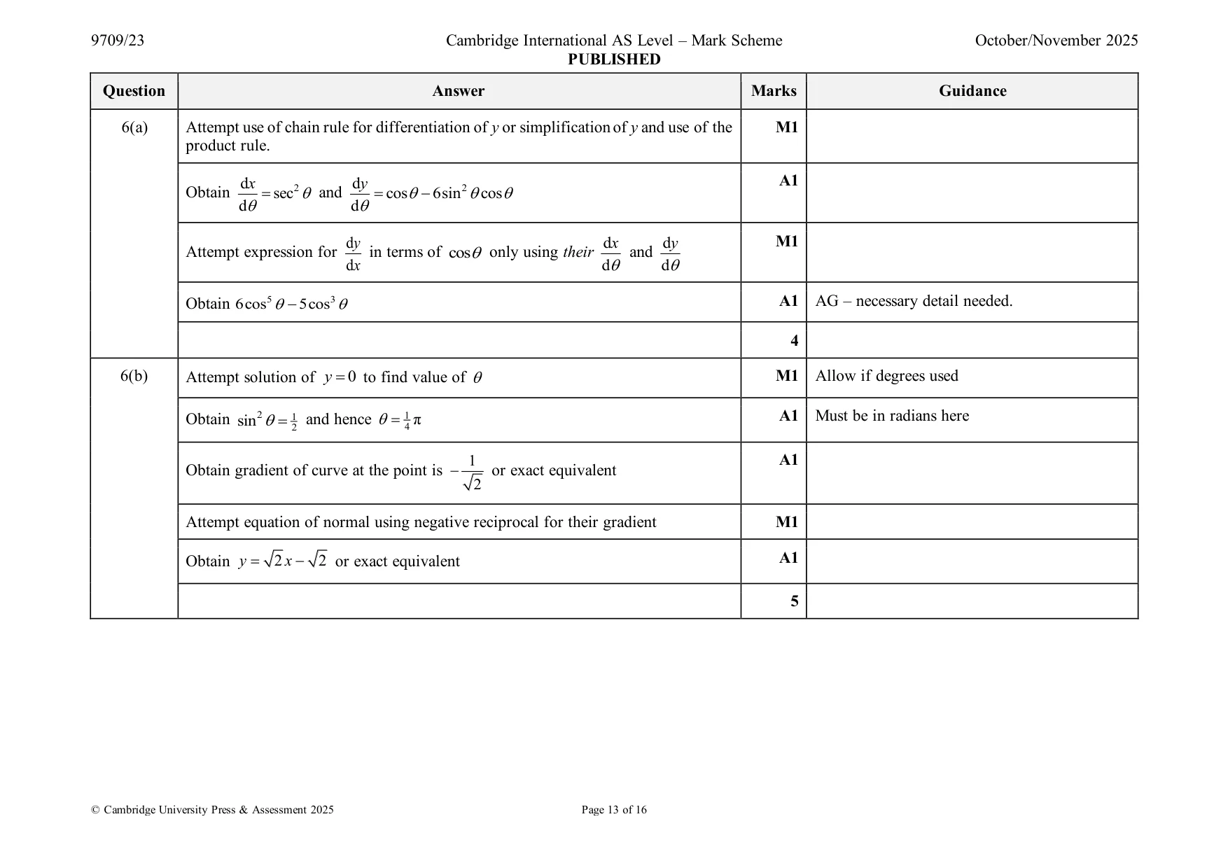 Mark scheme, page 13 of 16
