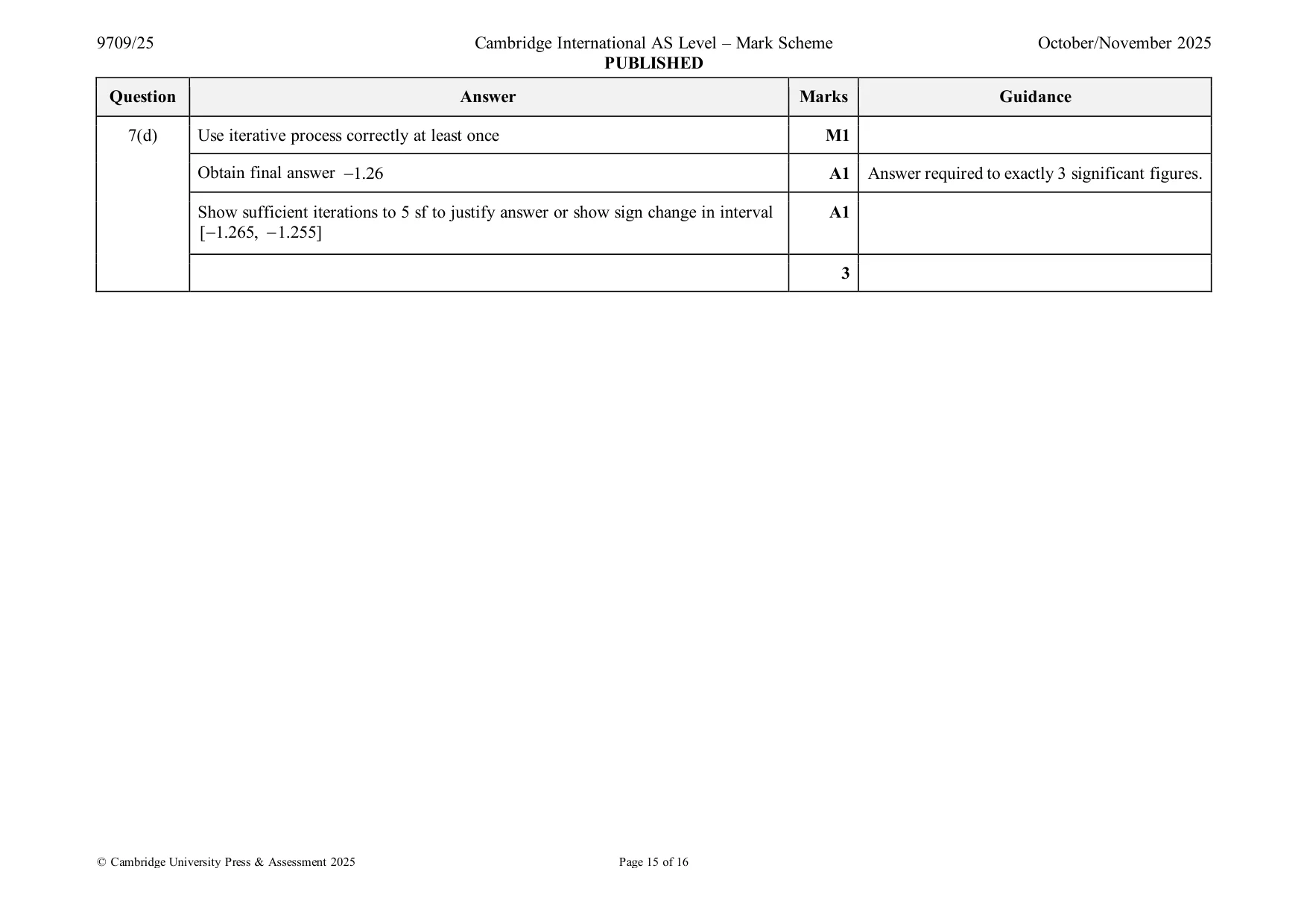 Mark scheme, page 15 of 16