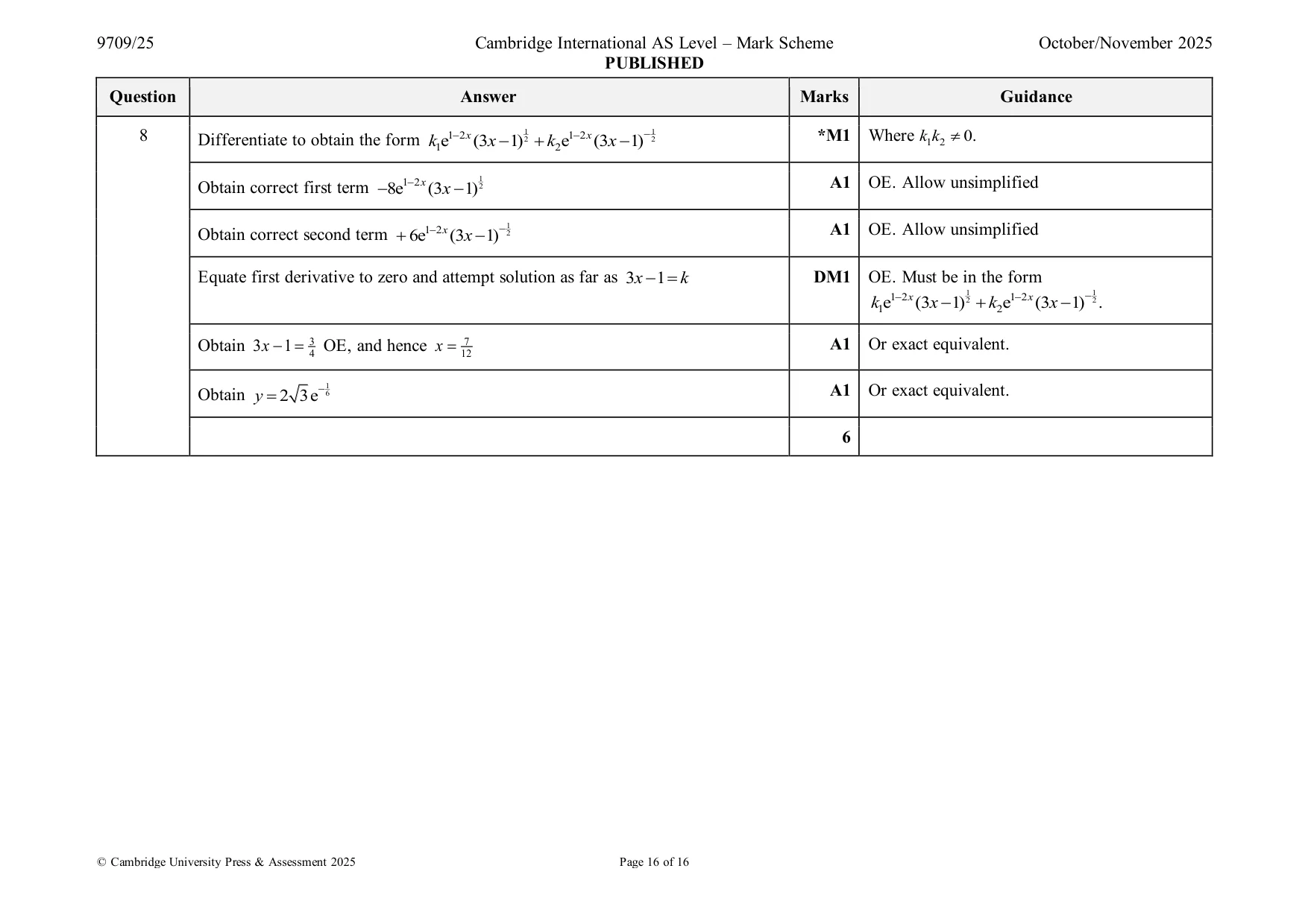 Mark scheme, page 16 of 16