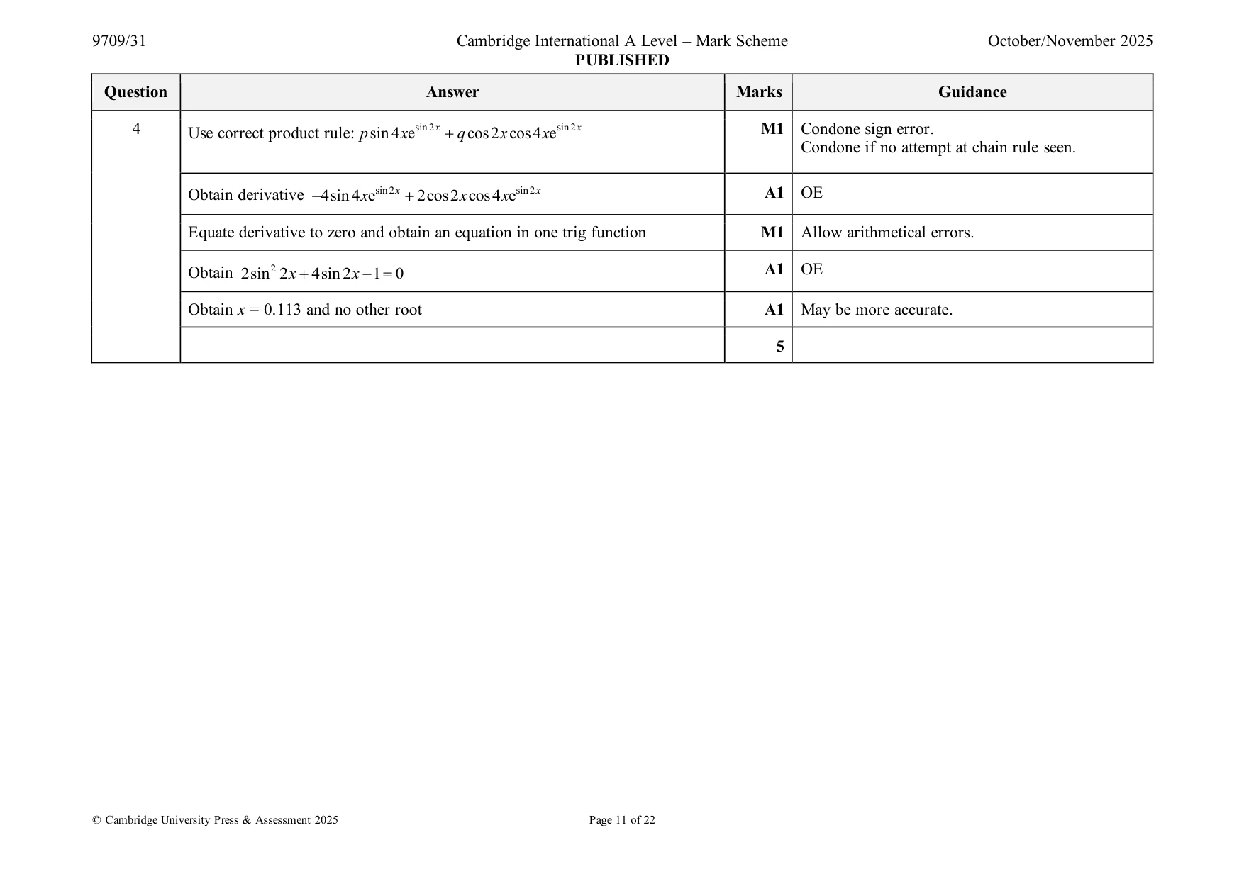 Mark scheme, page 11 of 22